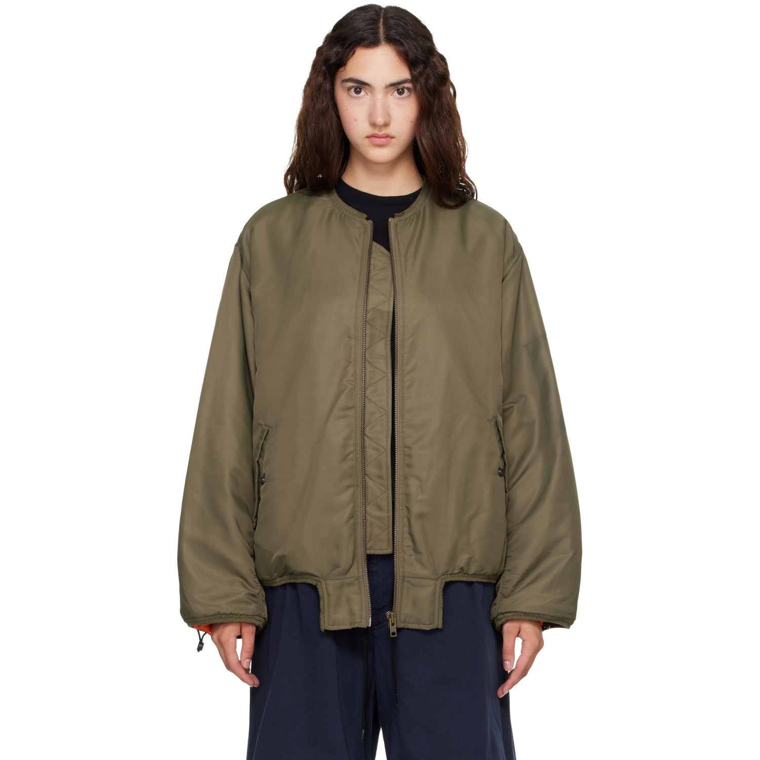 MM6 Maison Margiela Khaki Contrast Lining Nylon Bomber Jacket