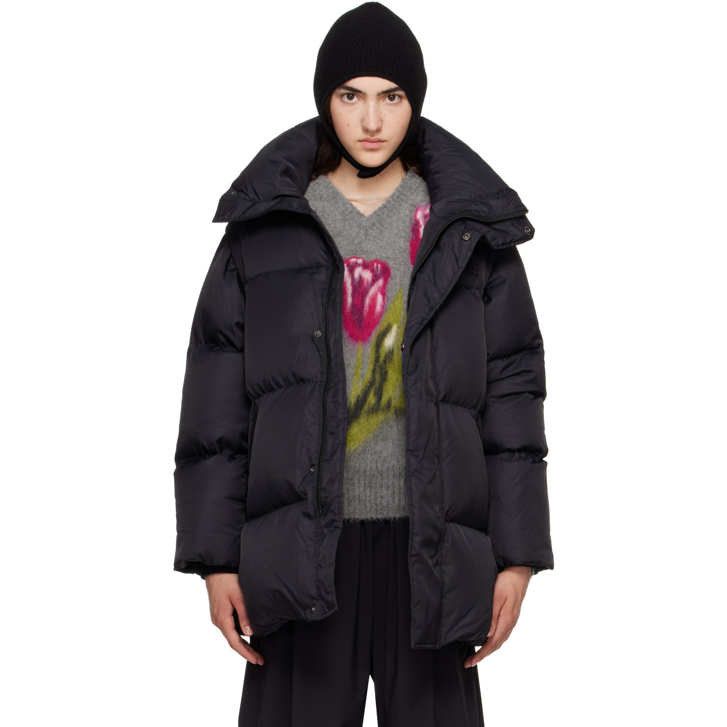 MM6 Maison Margiela Black Nylon Down Puffer Jacket