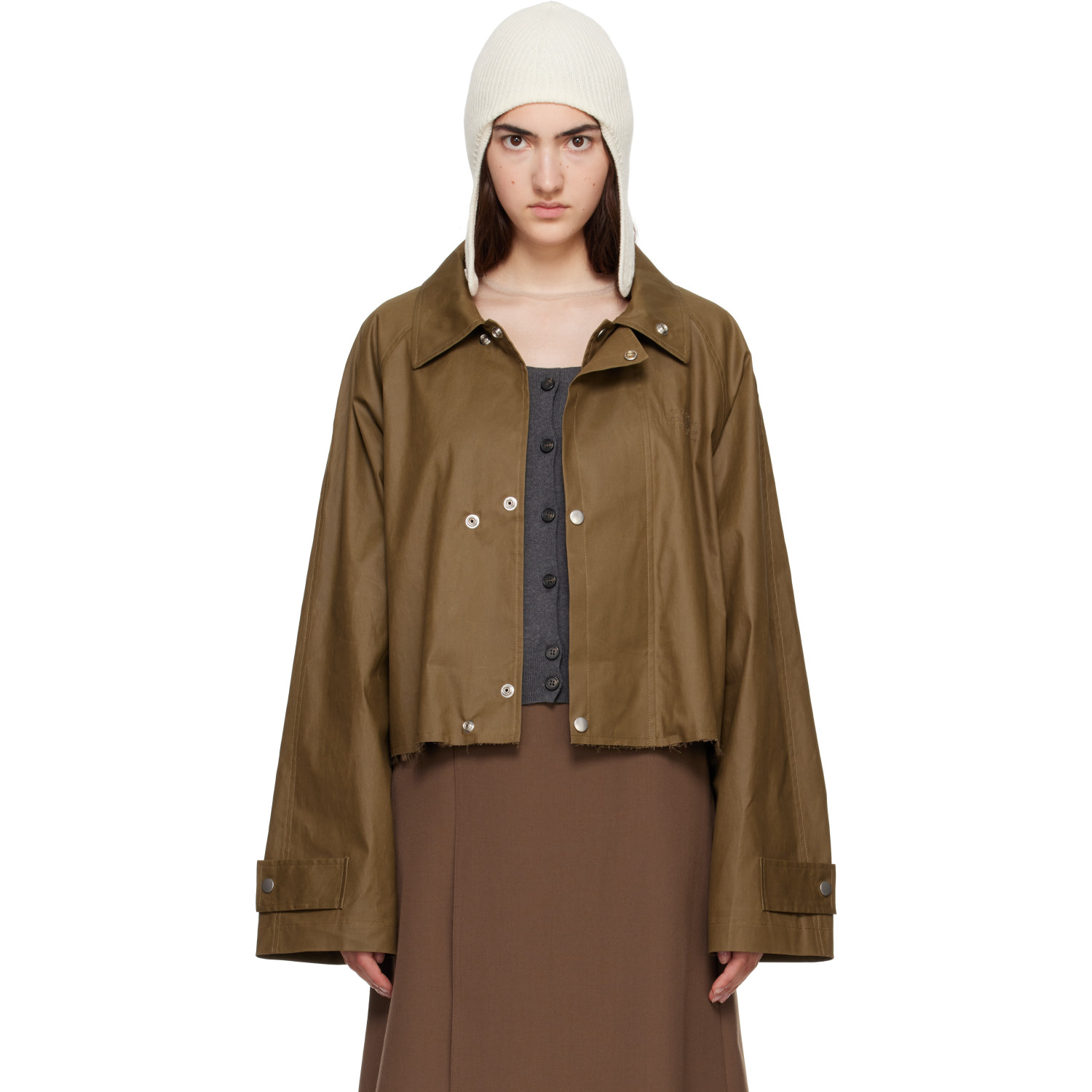 MM6 Maison Margiela Khaki Coated Short Trench Jacket