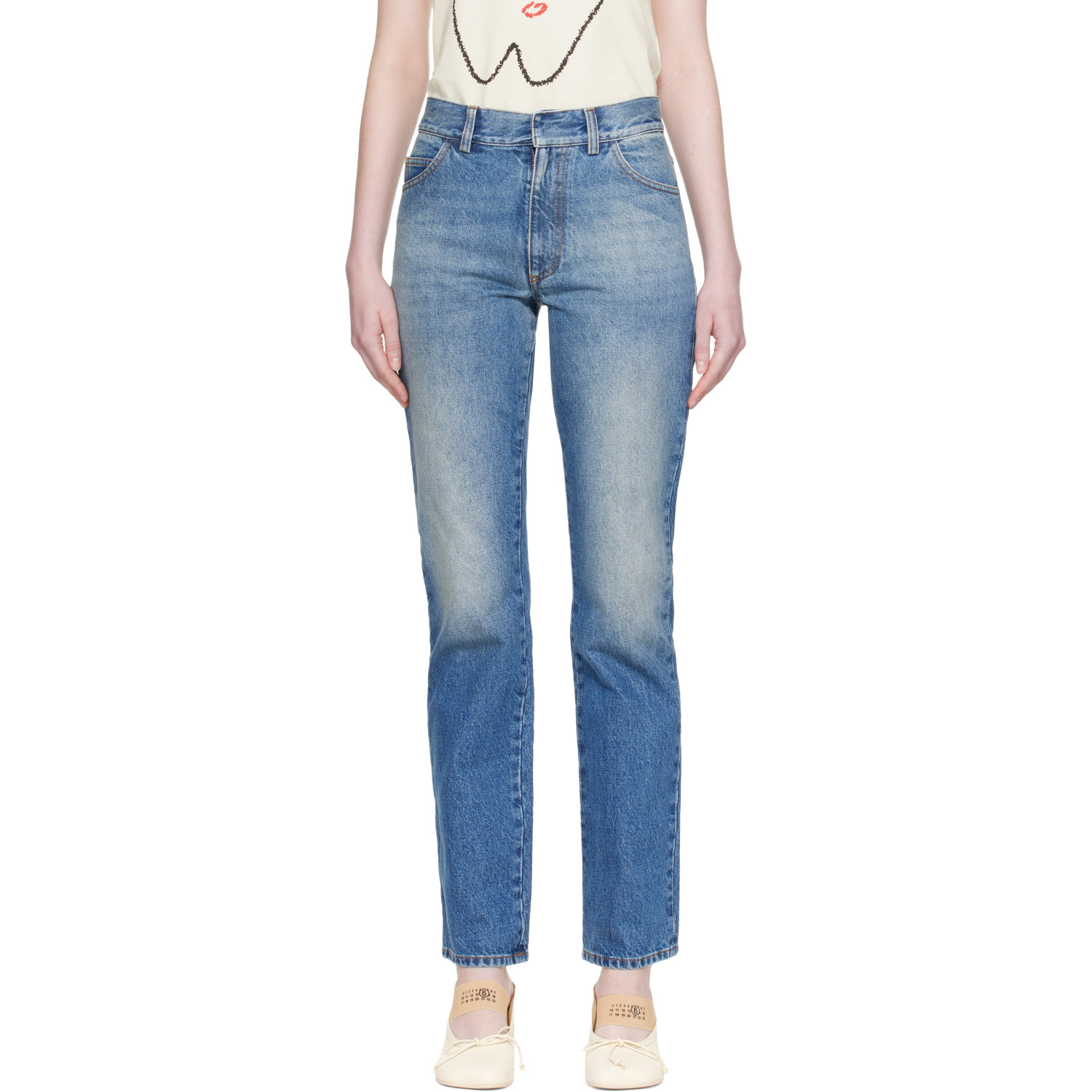 MM6 Maison Margiela Blue Slim 5-Pocket Jeans