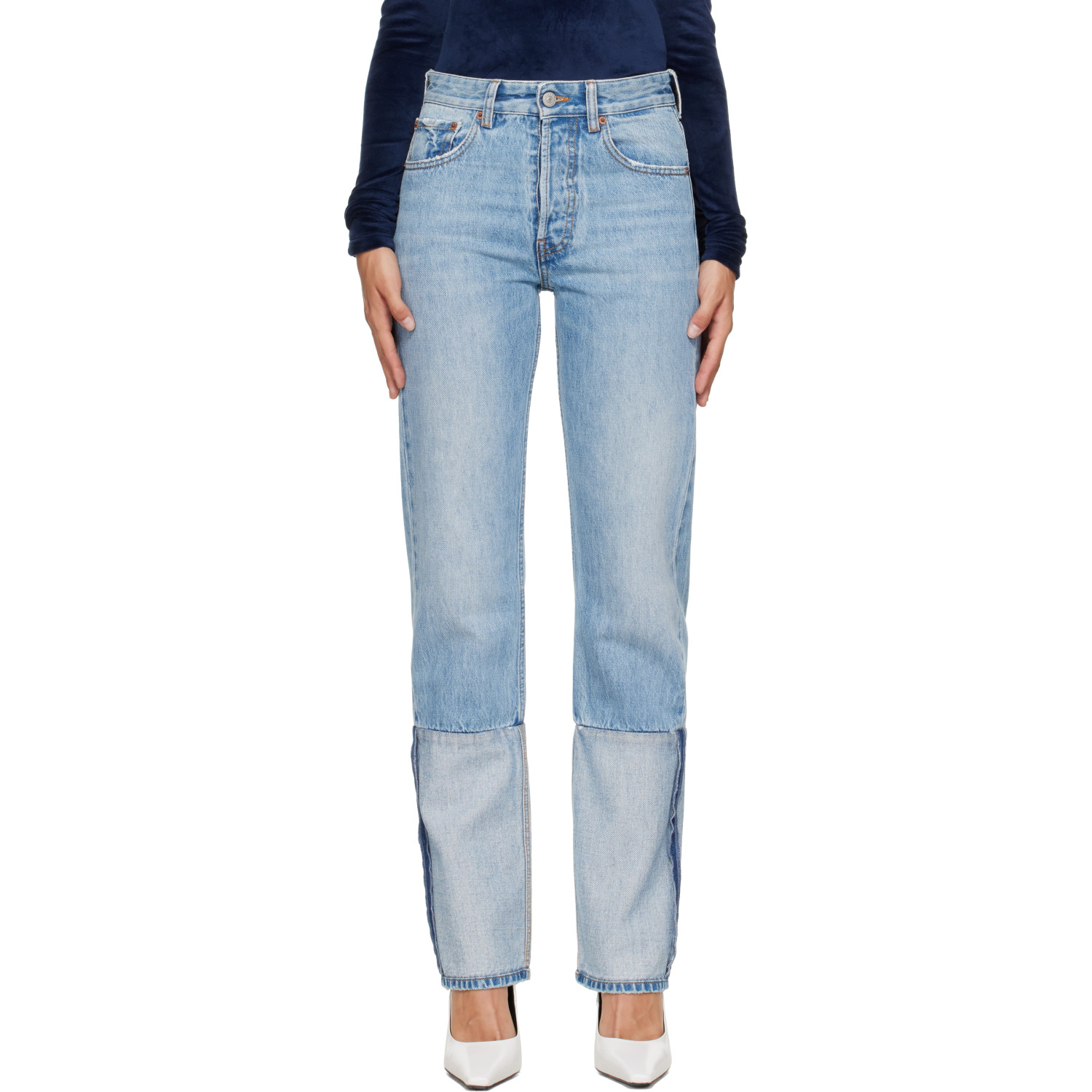 MM6 Maison Margiela Blue 5 Pockets Turn Up Jeans