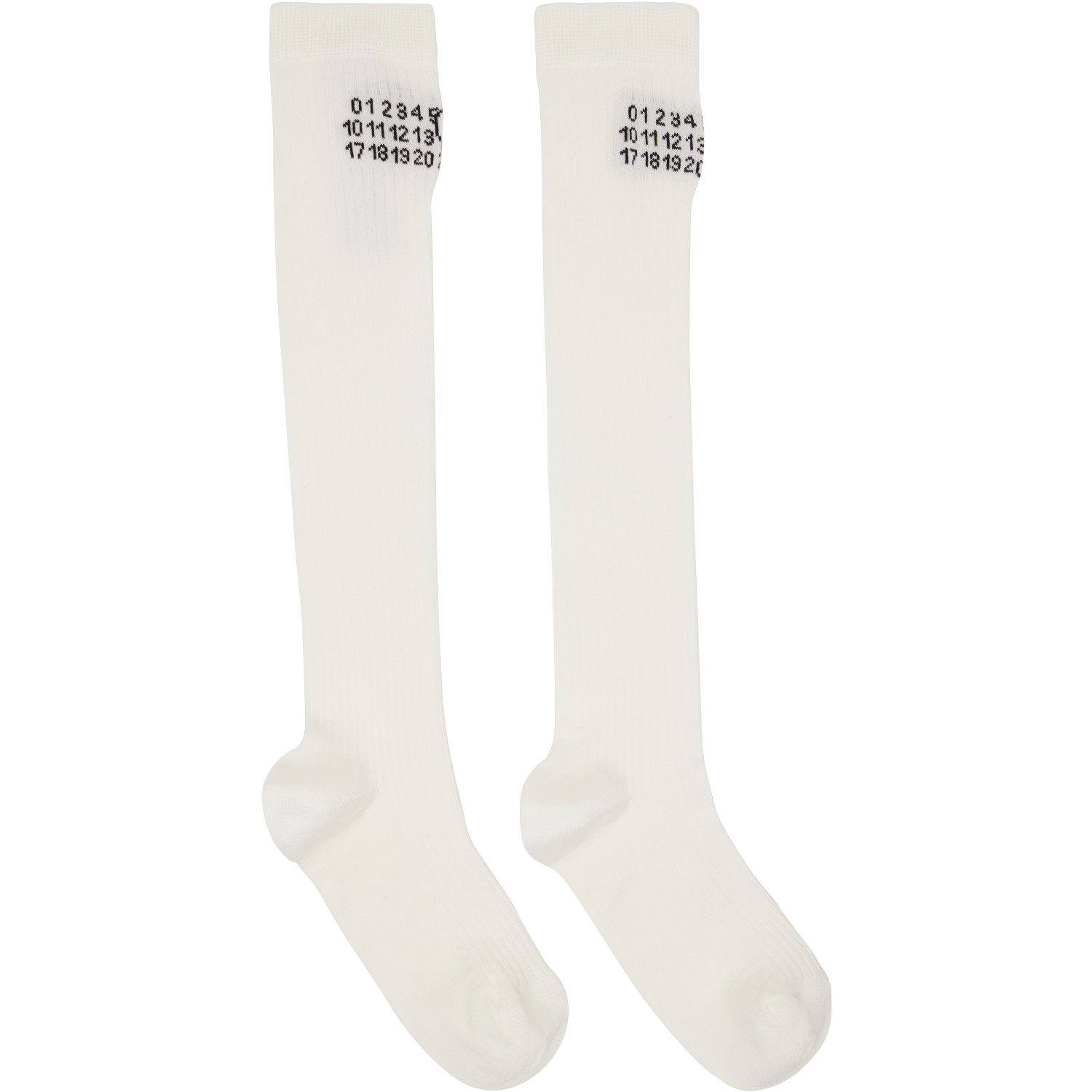 MM6 Maison Margiela Off-White Knee-High Socks