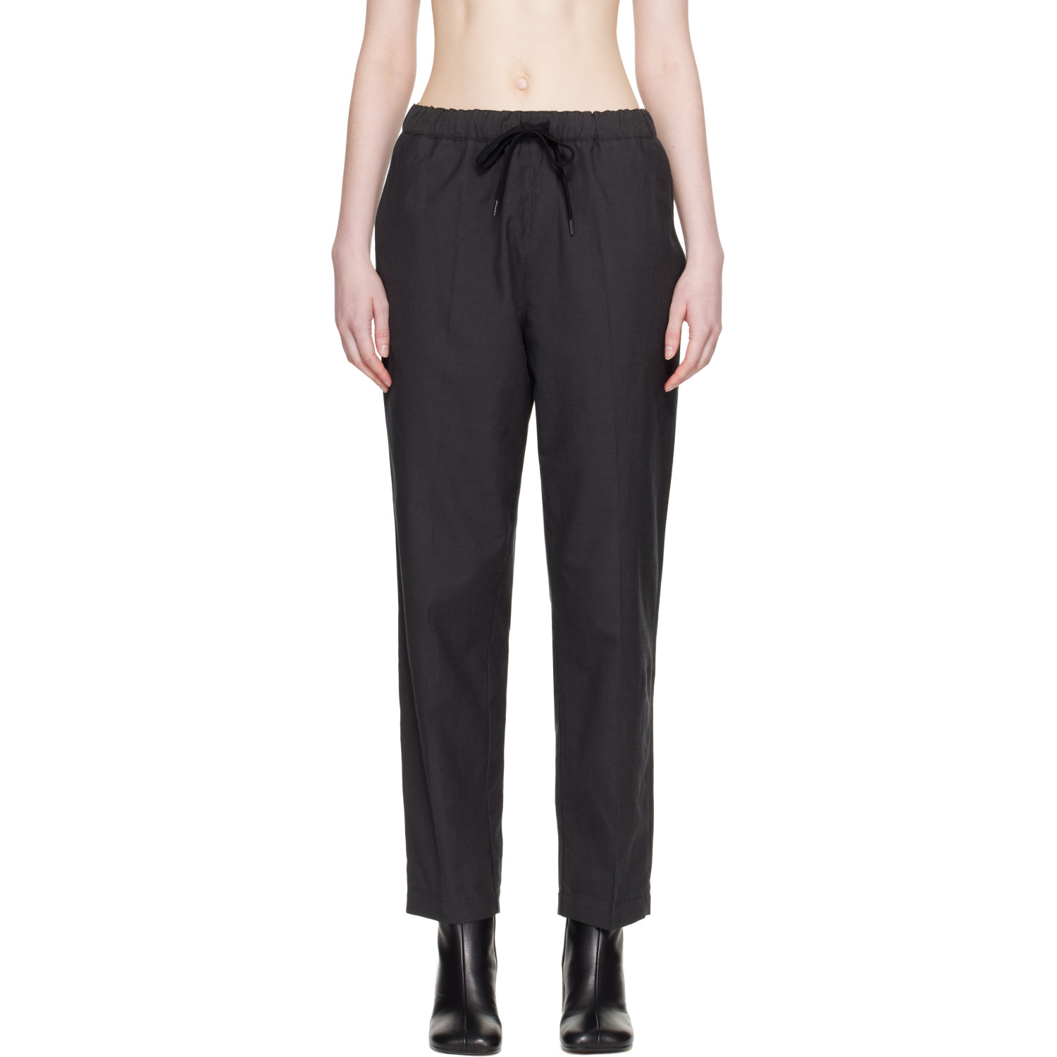 MM6 Maison Margiela Black Wool Drawstring Trousers