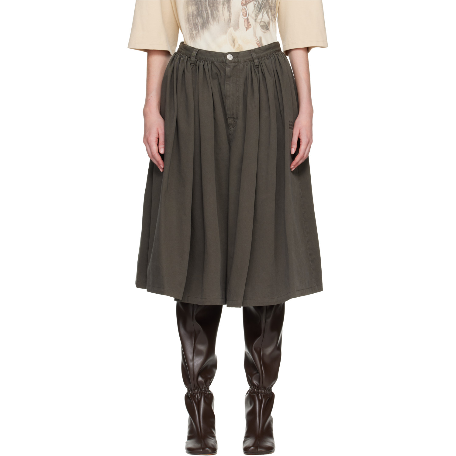 MM6 Maison Margiela Brown Overdyed Cotton Gabardine Shorts