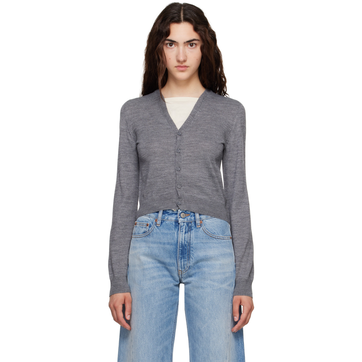 MM6 Maison Margiela Gray Trompe L'Oeil Cardigan