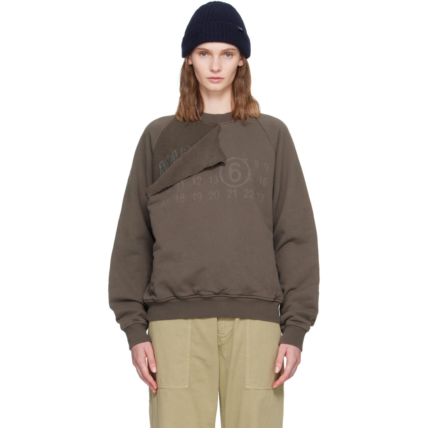 MM6 Maison Margiela Brown Double Layer Sweatshirt