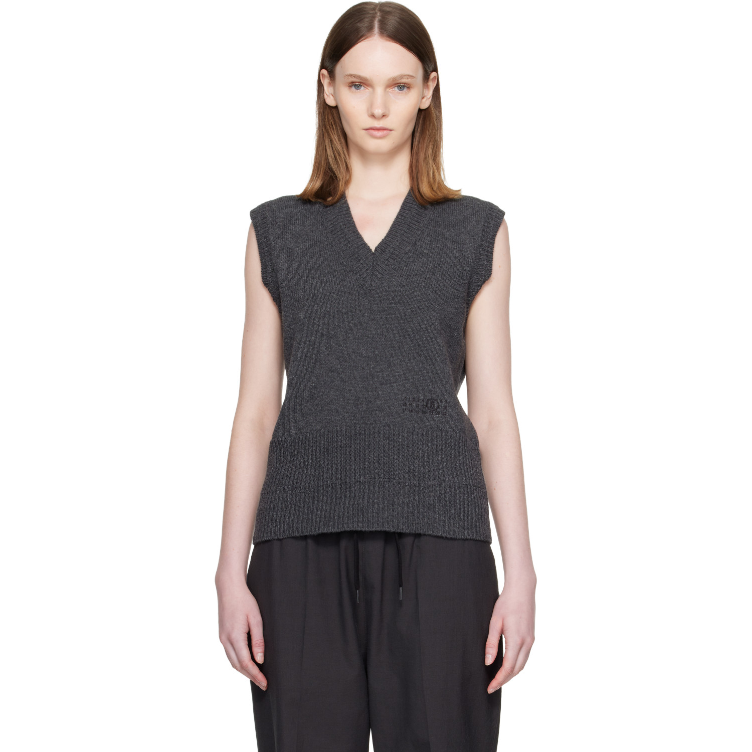 MM6 Maison Margiela Gray Merino Wool Knitted Vest