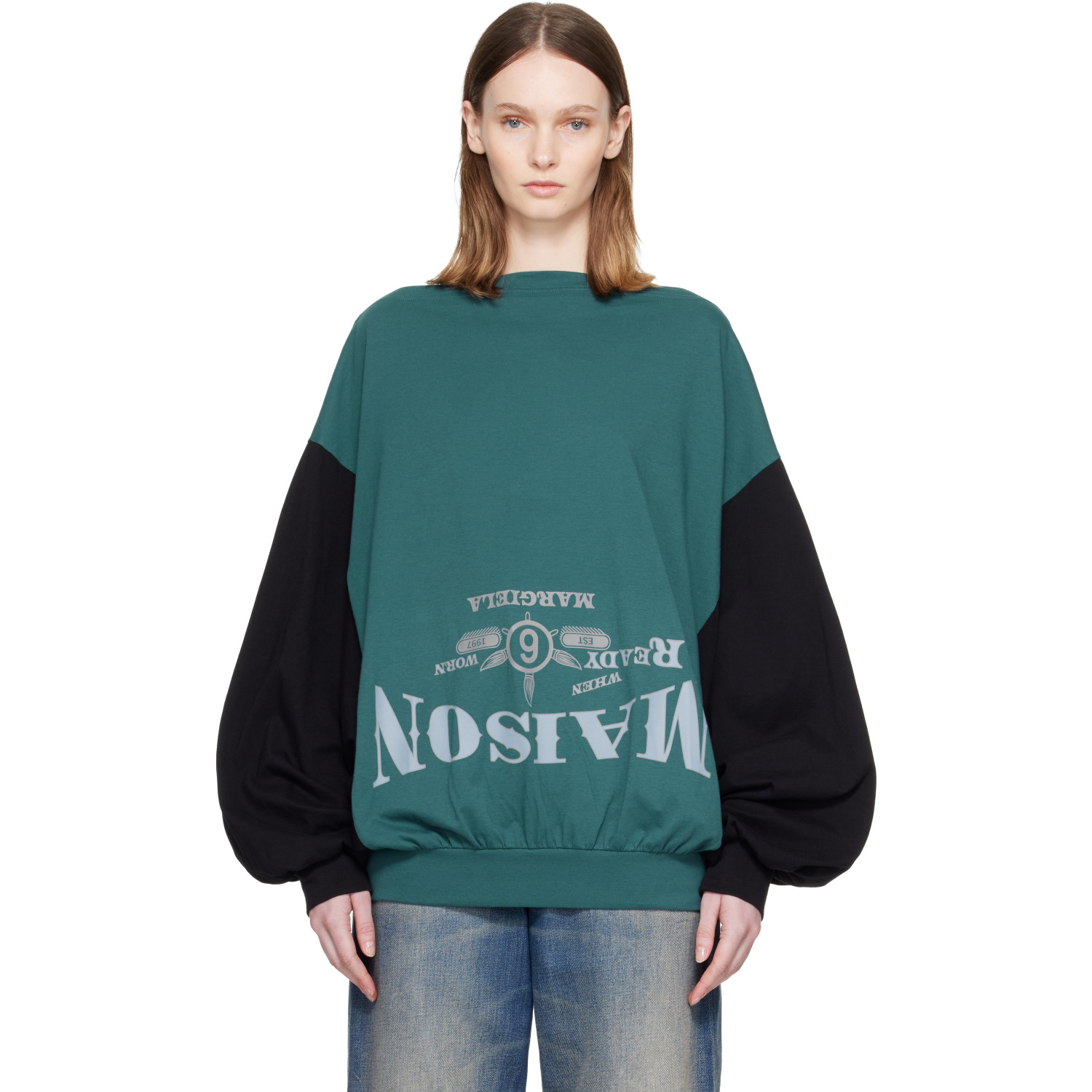 MM6 Maison Margiela Blue & Black Upside Down Top