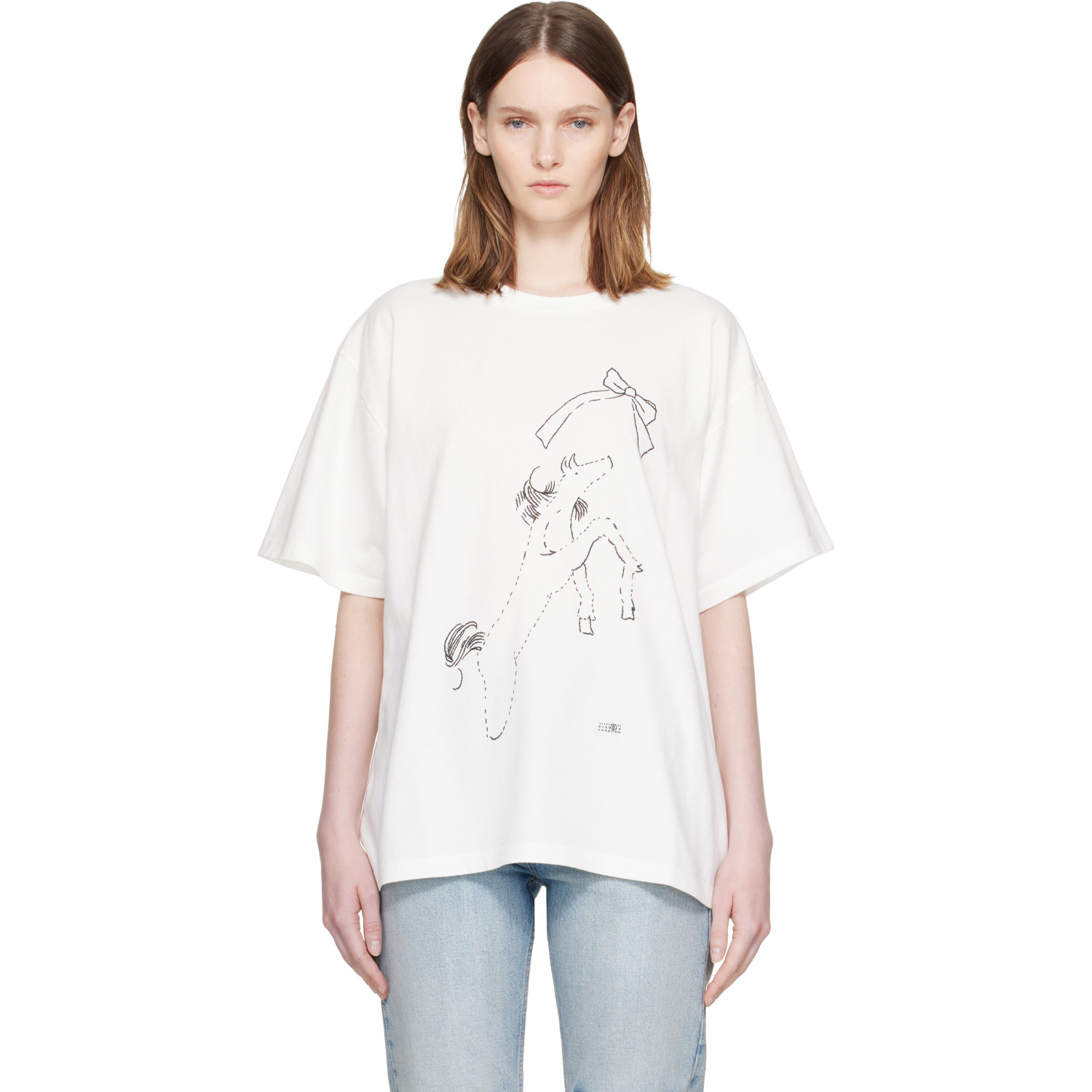 MM6 Maison Margiela Off-White Horse Print Cotton T-shirt