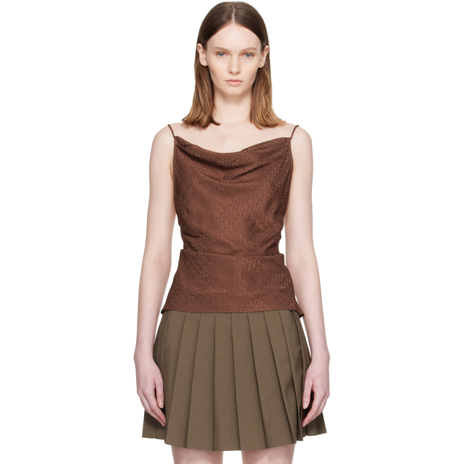 MM6 Maison Margiela Brown Jacquard Camisole