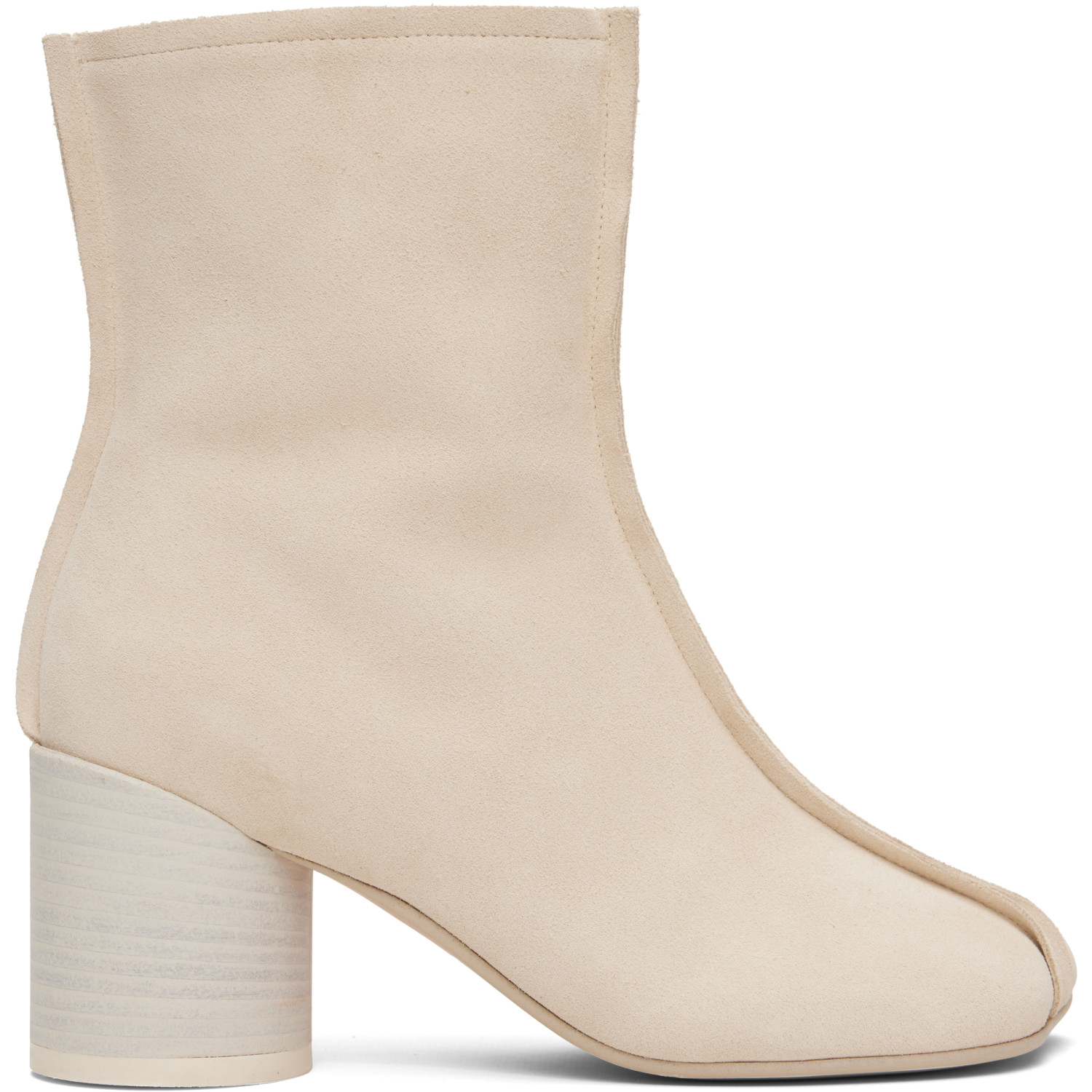 MM6 Maison Margiela Off-White Suede Anatomic Stitch Toe Ankle Boots