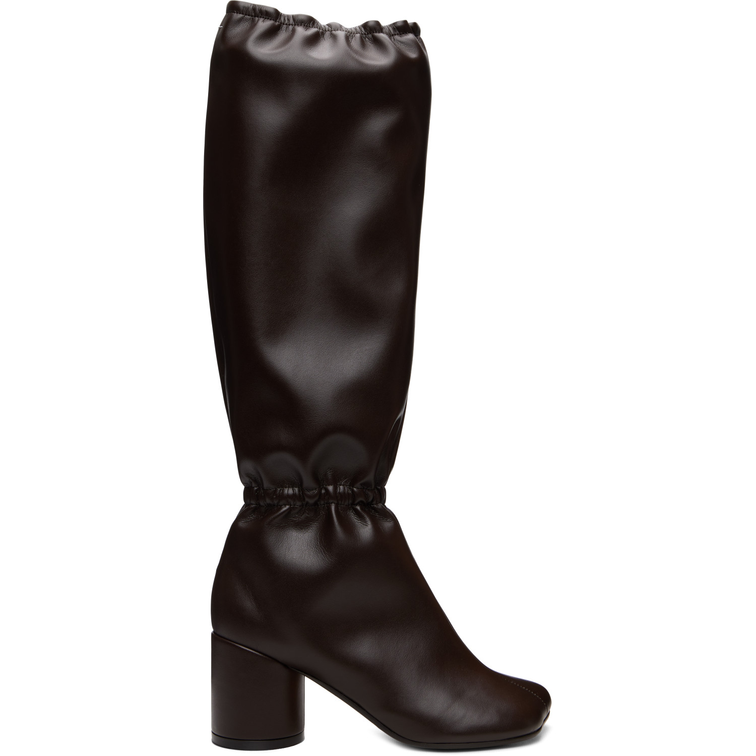 MM6 Maison Margiela Brown Elasticated Anatomic Knee-High Boots