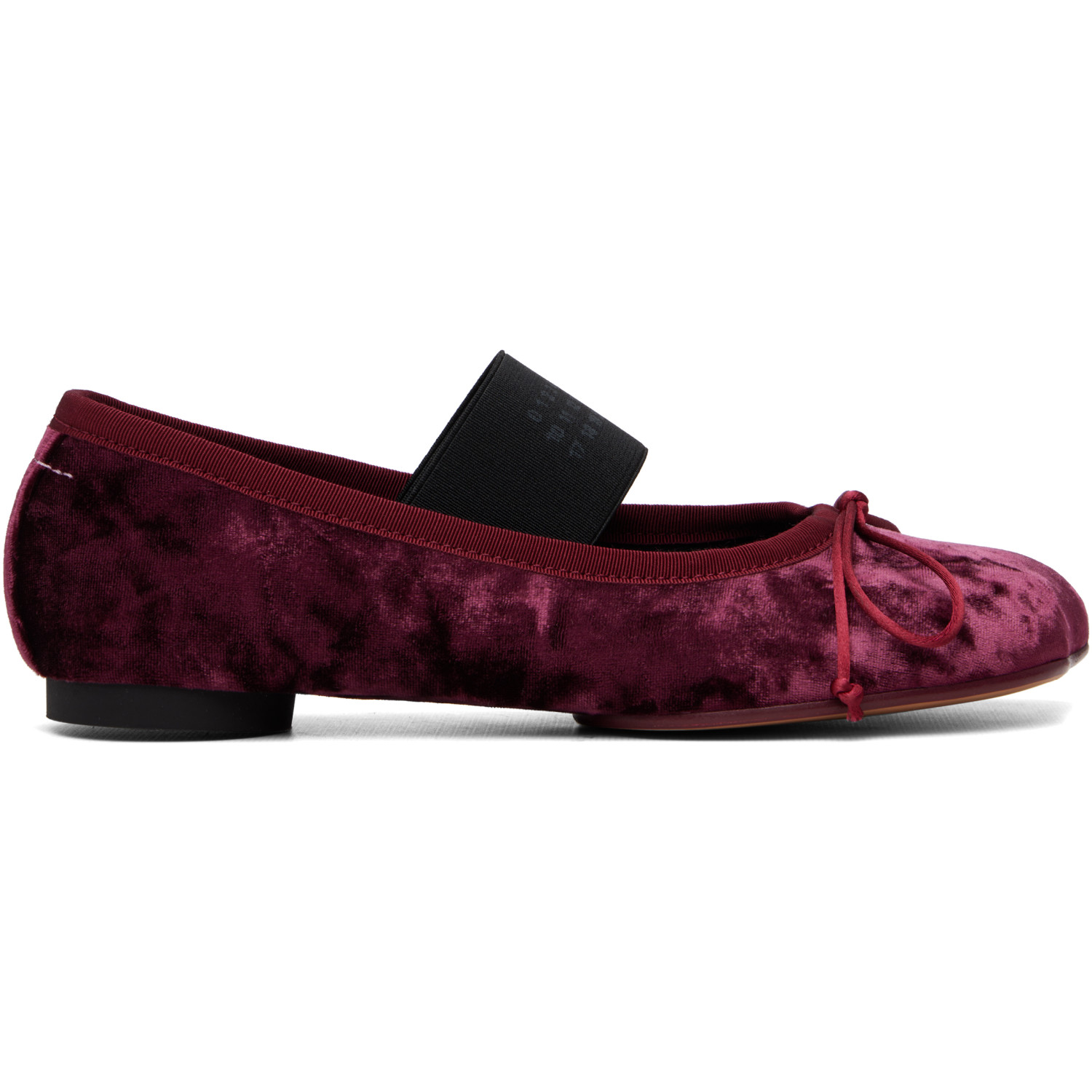 MM6 Maison Margiela Burgundy Velvet Ballerina Flats