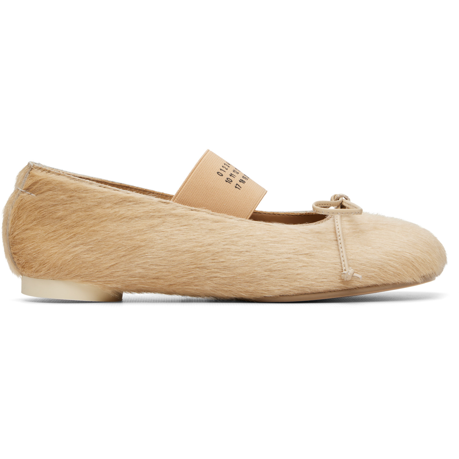 MM6 Maison Margiela Beige Ballet Calf Hair Ballerina Flats