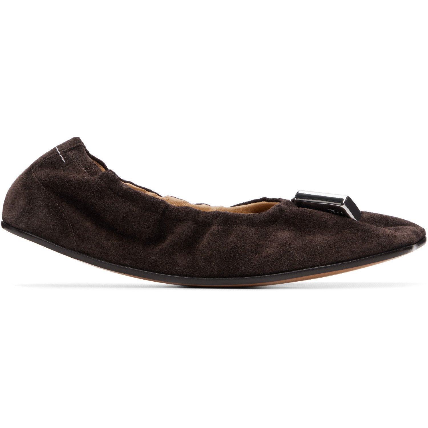 MM6 Maison Margiela Brown Suede Anatomic Travel Ballerina Flats