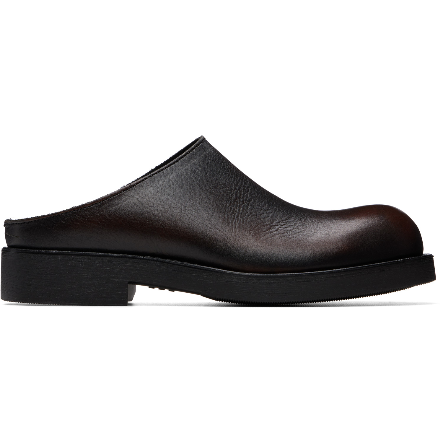MM6 Maison Margiela Brown Brushed Leather Biker Mule Loafers