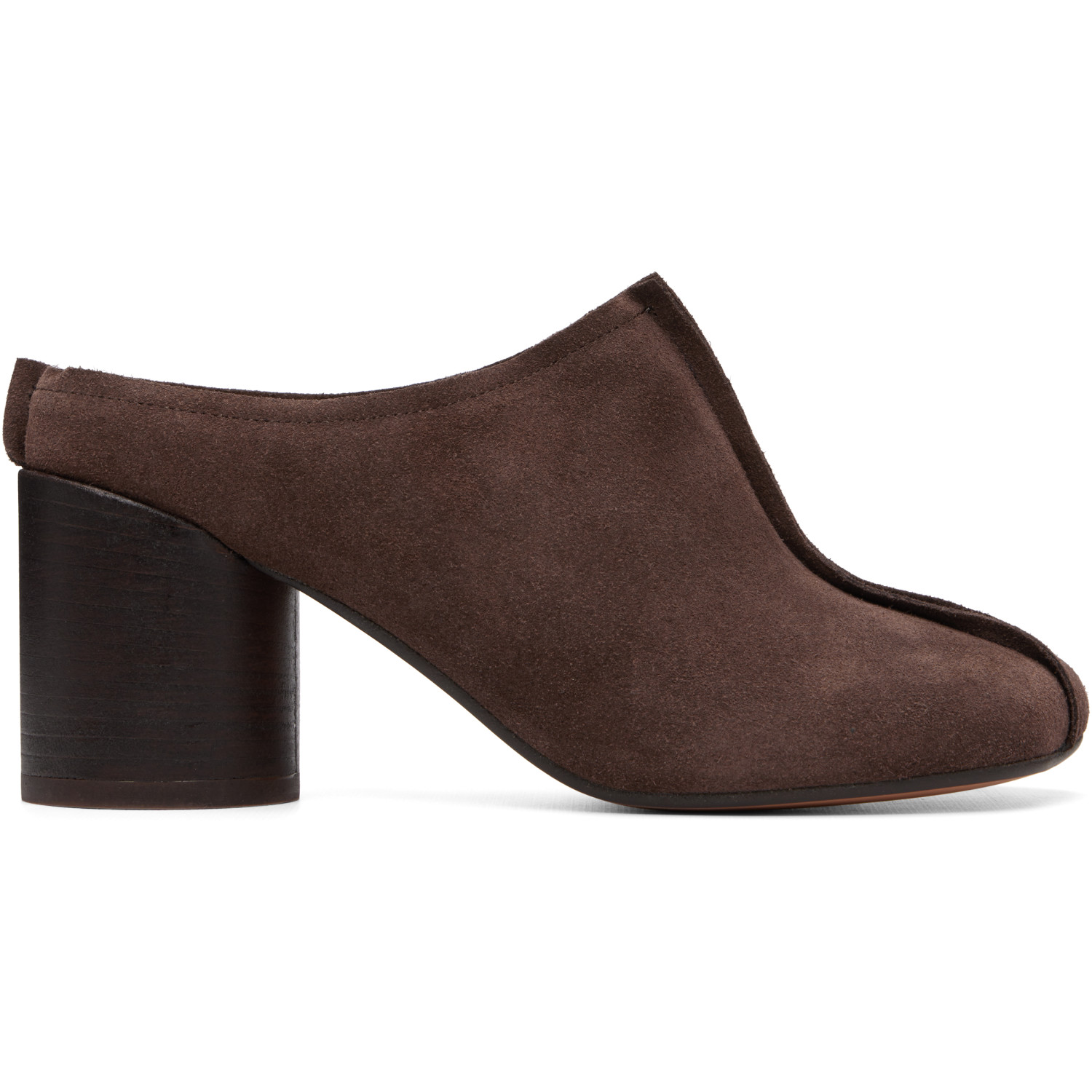 MM6 Maison Margiela Brown Suede Anatomic Stitch Toe Mule Heels