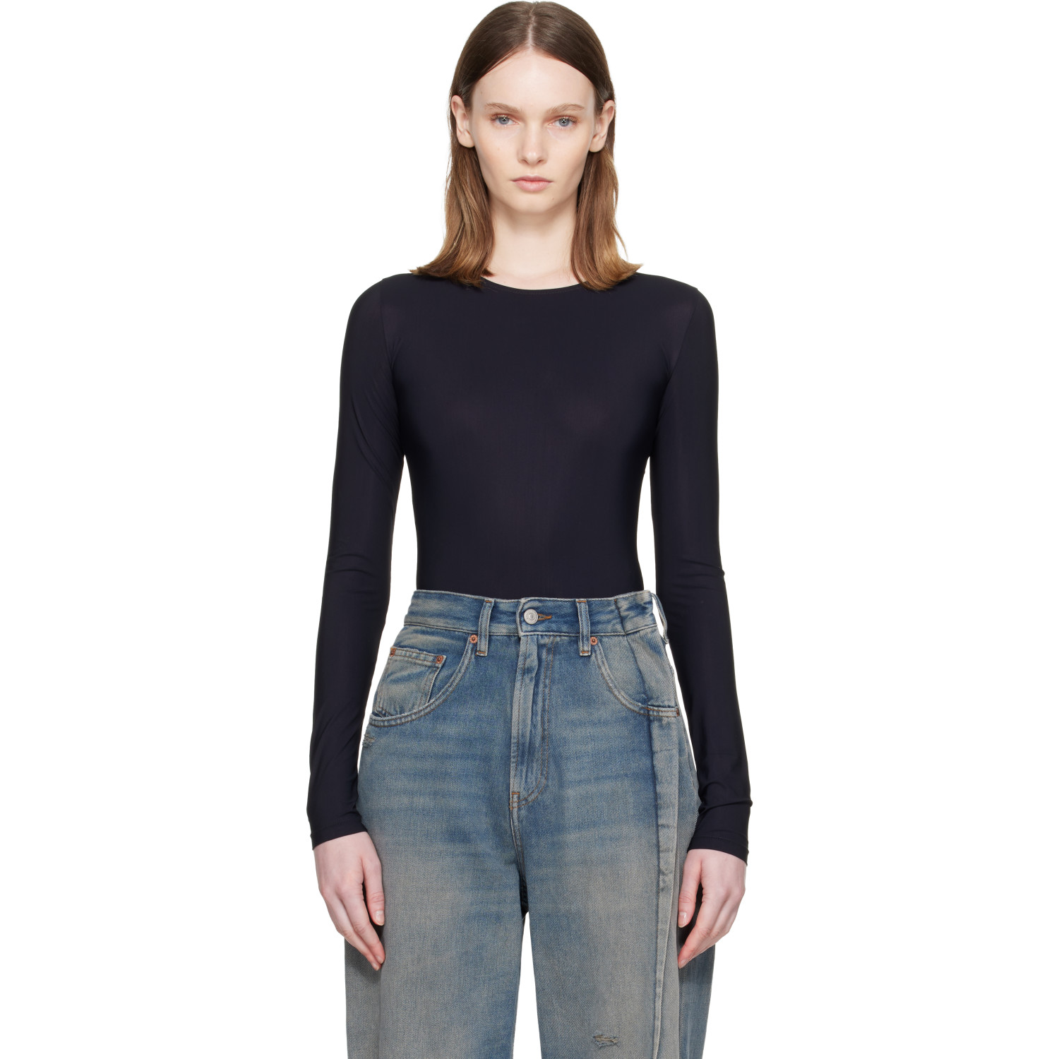 MM6 Maison Margiela Black Technical Jersey Bodysuit