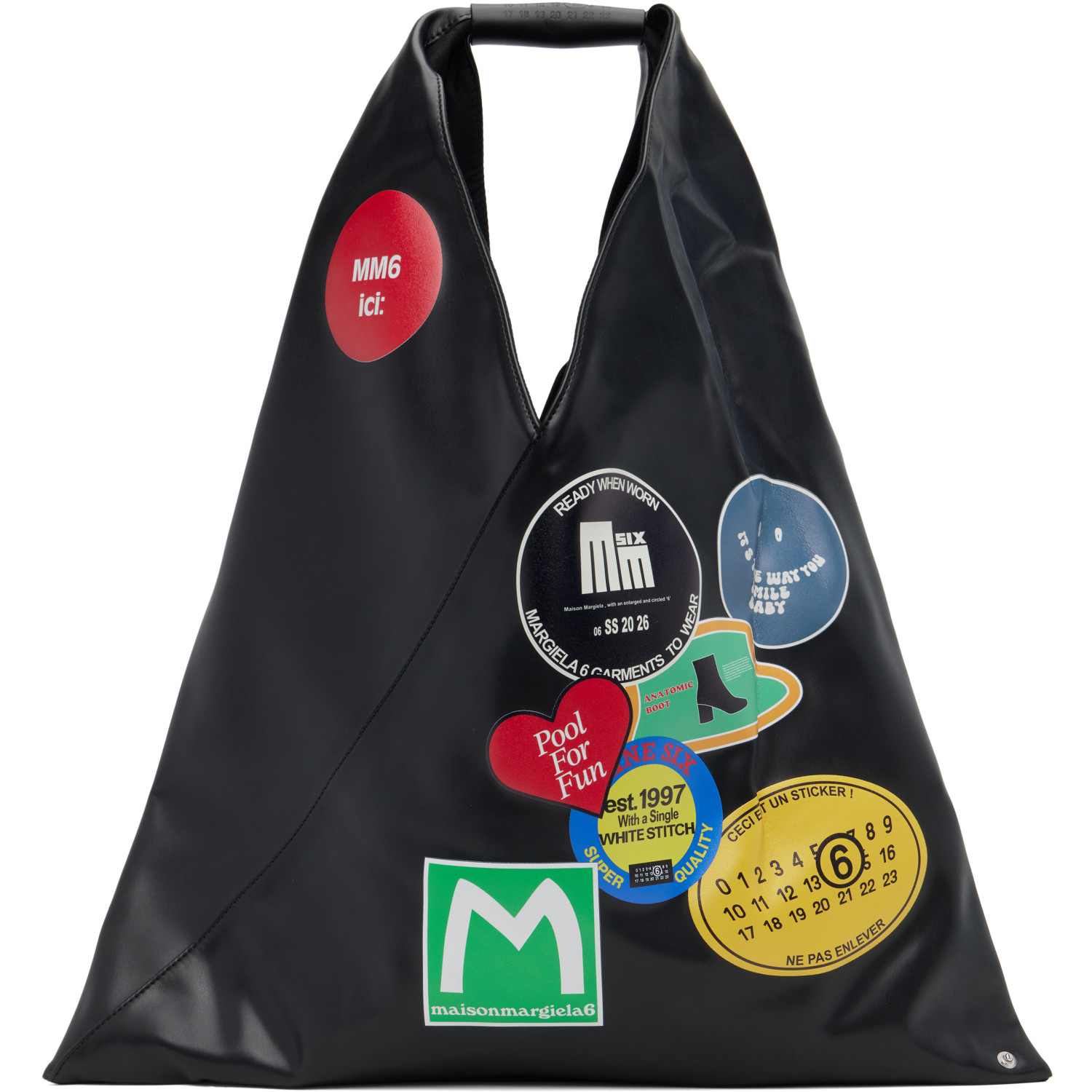 MM6 Maison Margiela Black Classic Medium Triangle Tote