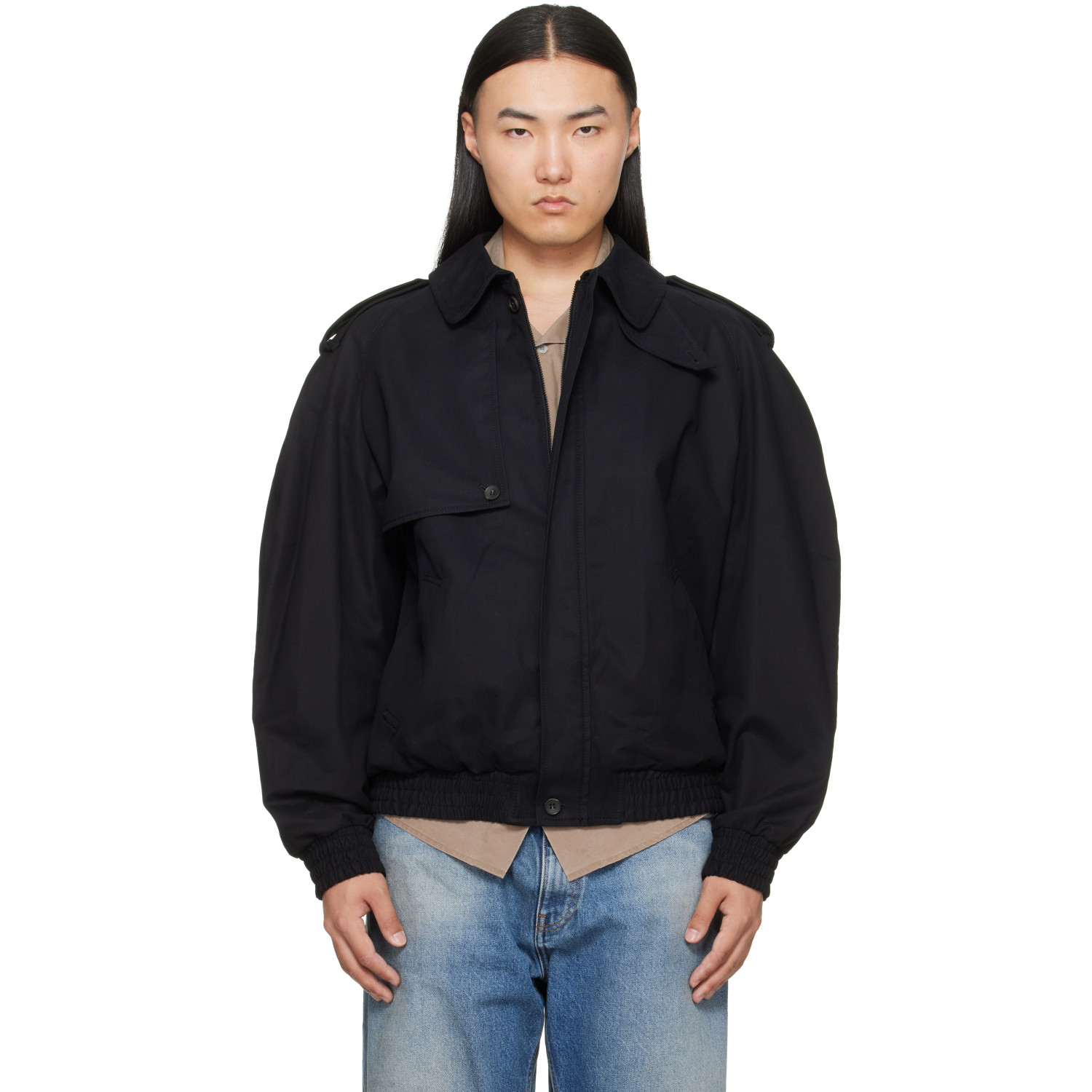 MM6 Maison Margiela Black Cotton Twill Jacket