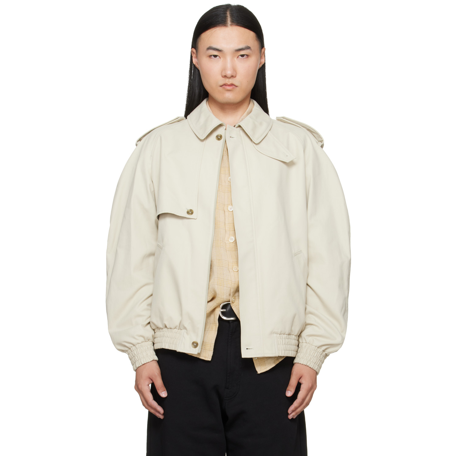 MM6 Maison Margiela Off-White Cotton Twill Jacket