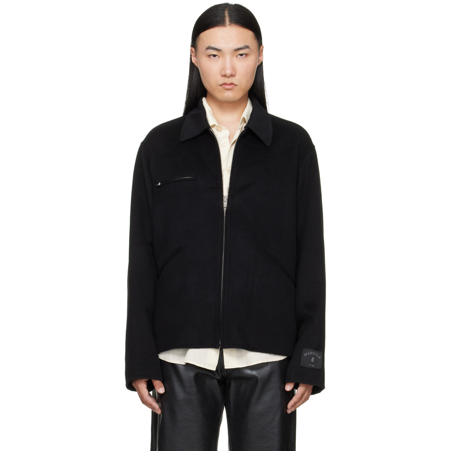 MM6 Maison Margiela Black Double-Faced Wool Zip Jacket