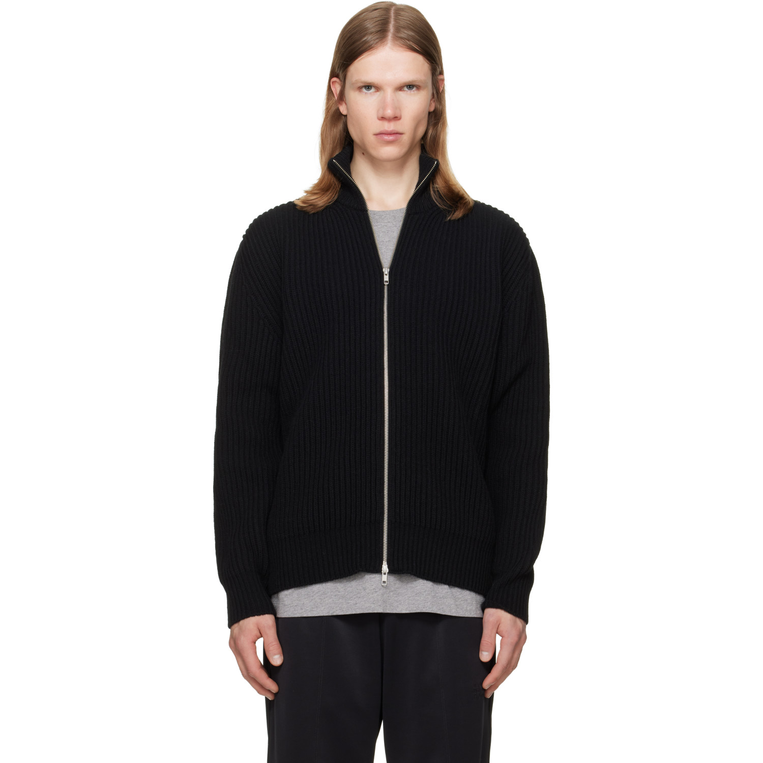 MM6 Maison Margiela Black Ribbed Knit Jacket