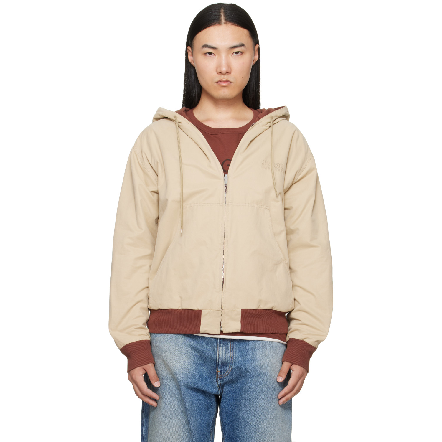 MM6 Maison Margiela Beige Hooded Reversible Jacket