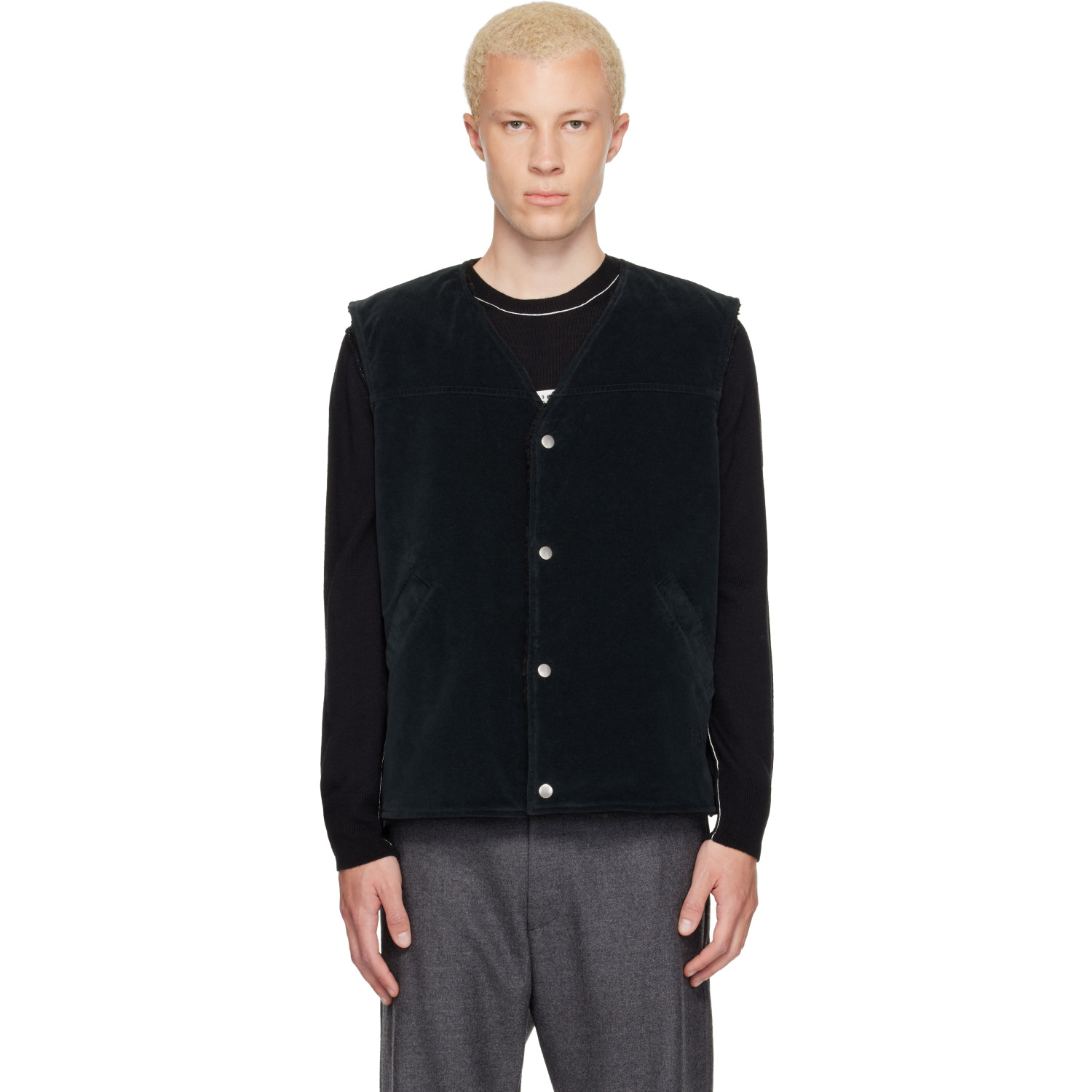 MM6 Maison Margiela Black Faux-Suede Vest