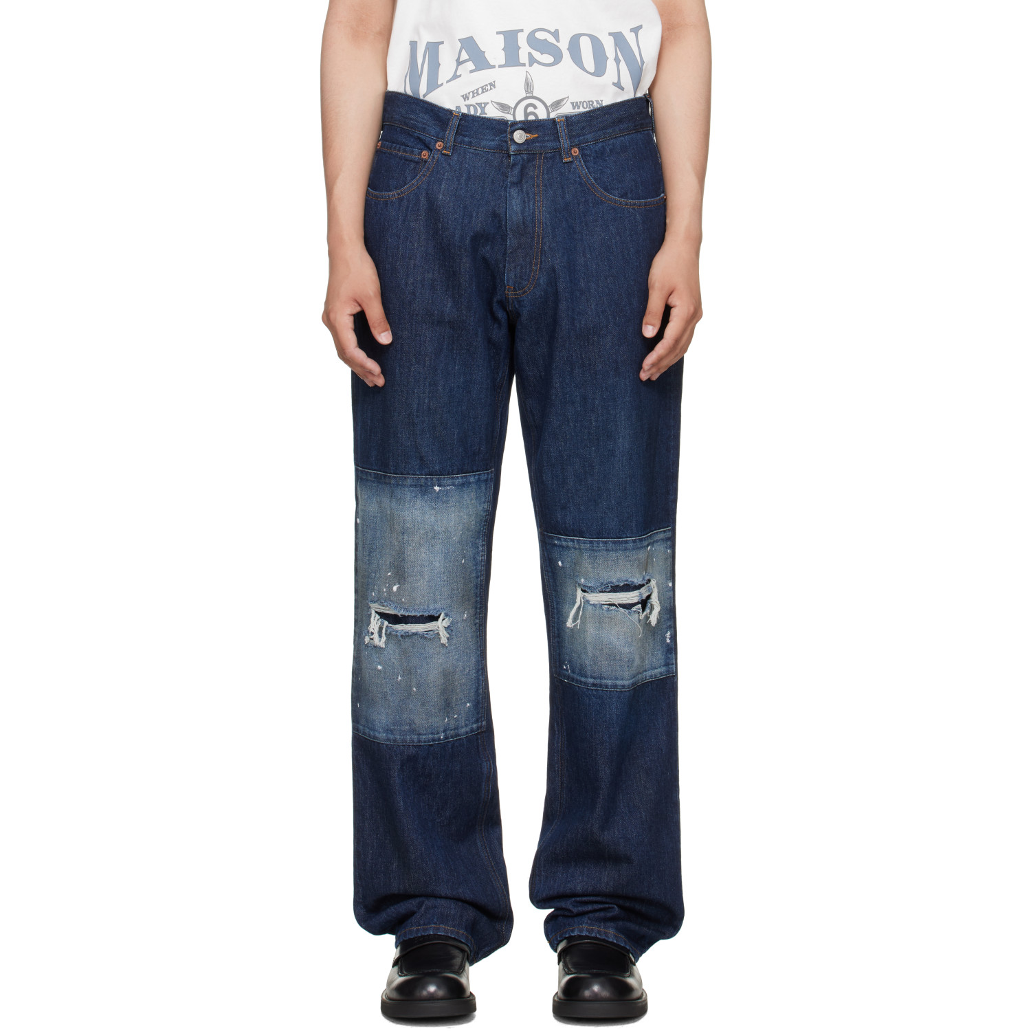 MM6 Maison Margiela Blue Straight-Leg Jeans
