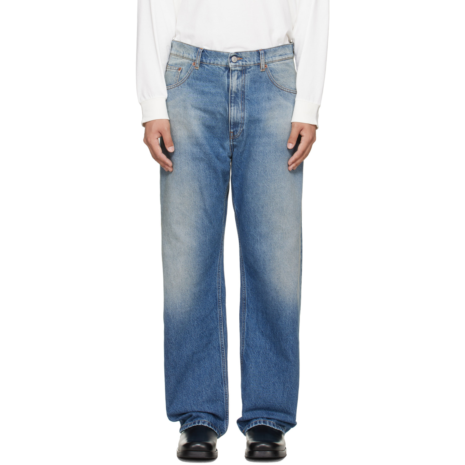 MM6 Maison Margiela Blue Straight-Leg Jeans