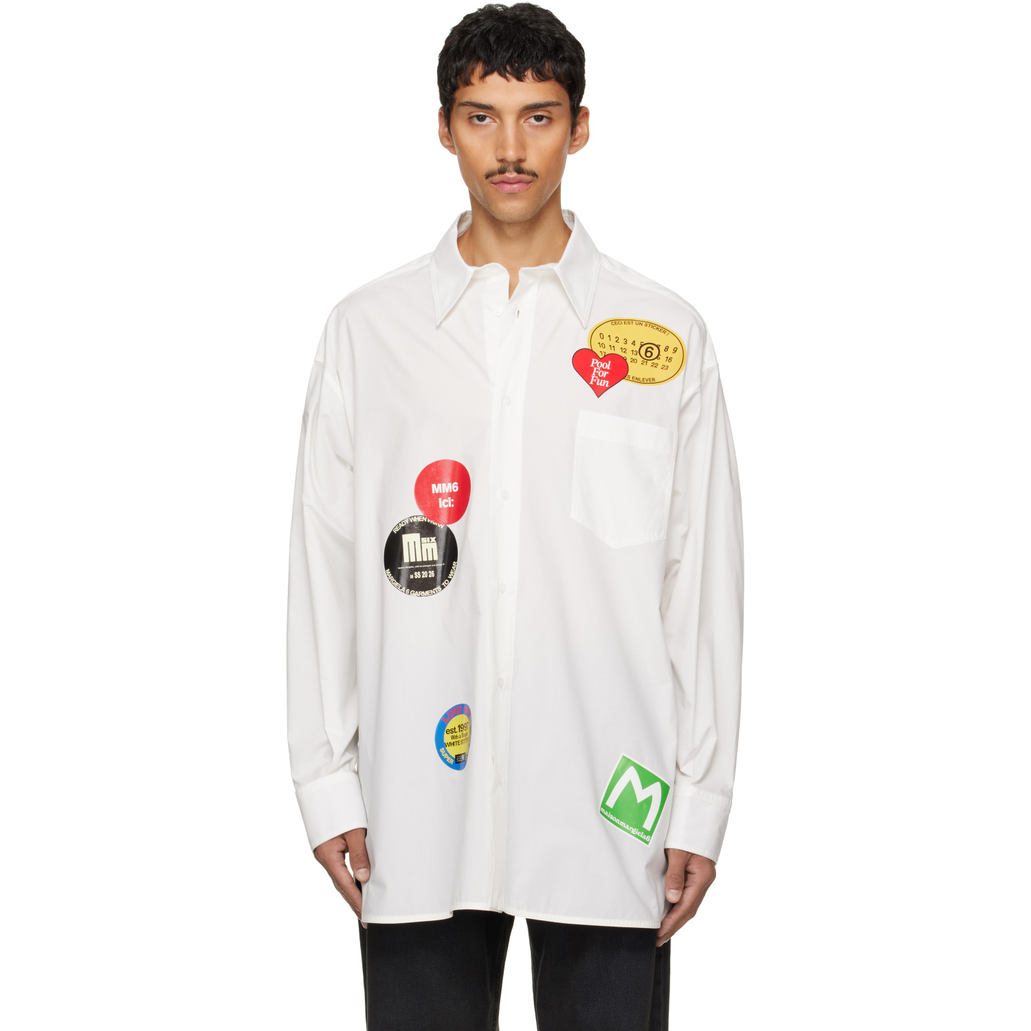 MM6 Maison Margiela Off-White Long-Sleeved Shirt