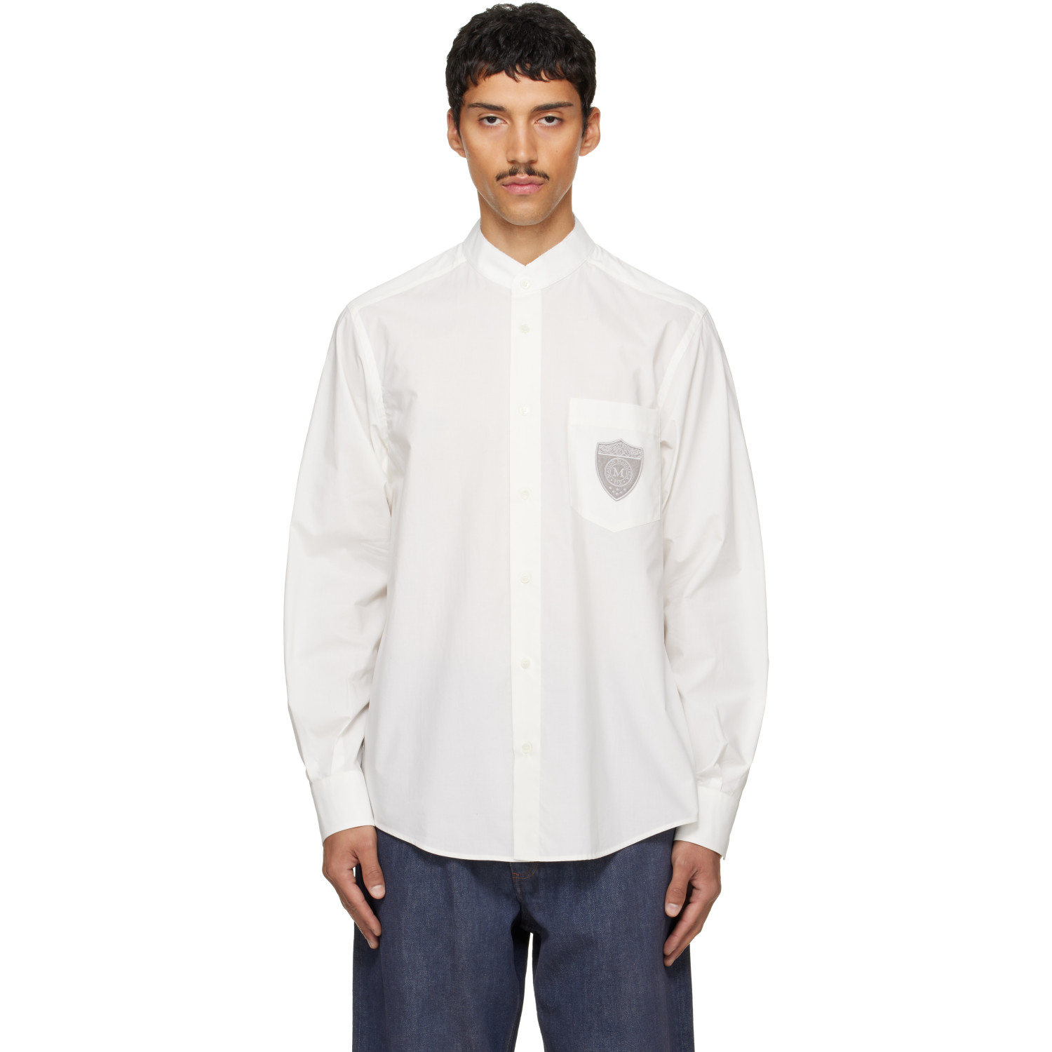 MM6 Maison Margiela Off-White Long-Sleeved Shirt