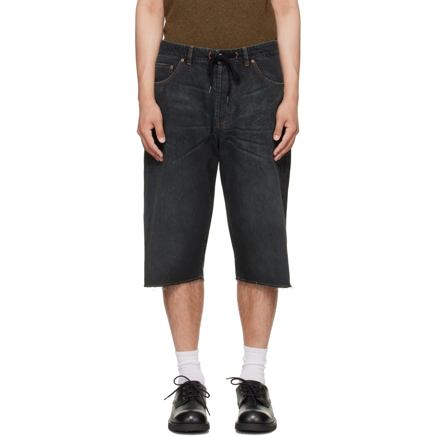 MM6 Maison Margiela Navy Drawstring Denim Shorts