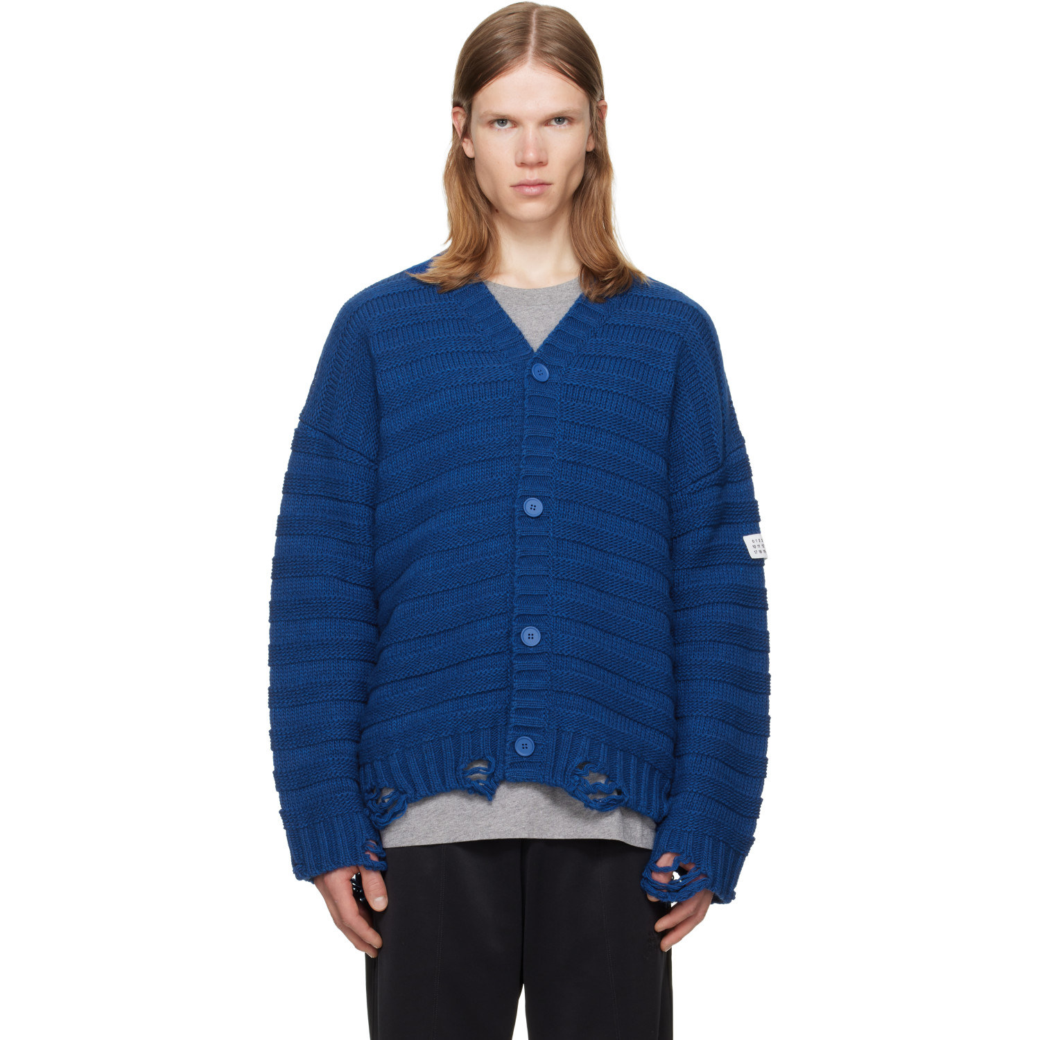 MM6 Maison Margiela Blue Wool Cardigan