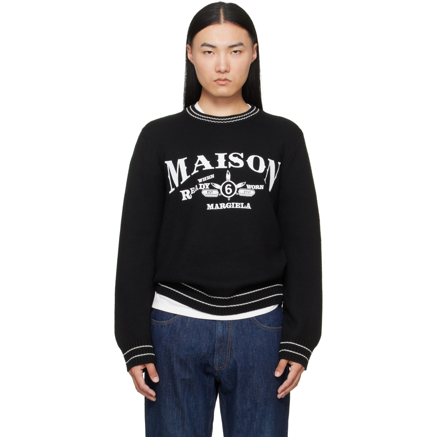 MM6 Maison Margiela Black Wool Blend Sweater