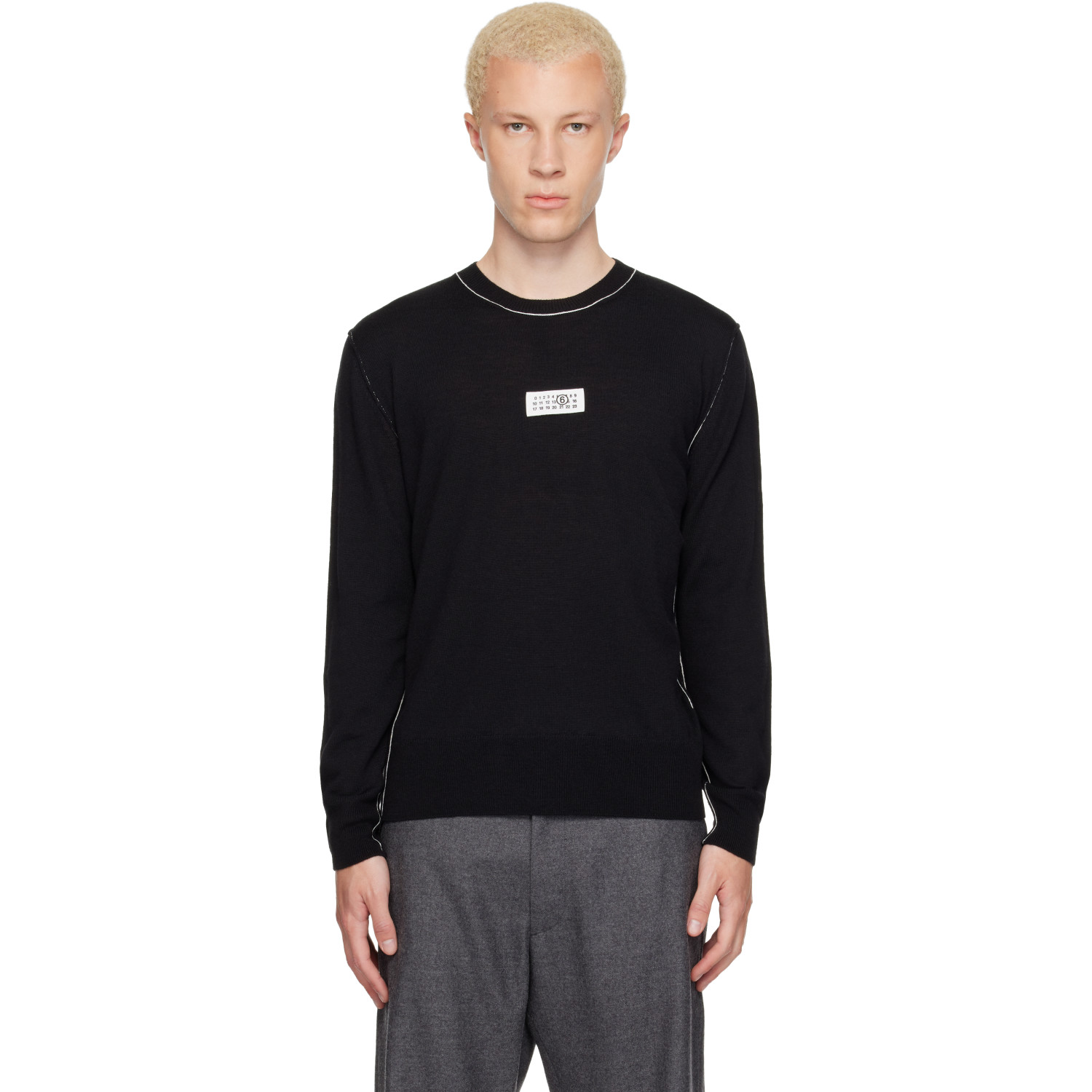 MM6 Maison Margiela Black Crewneck Sweater