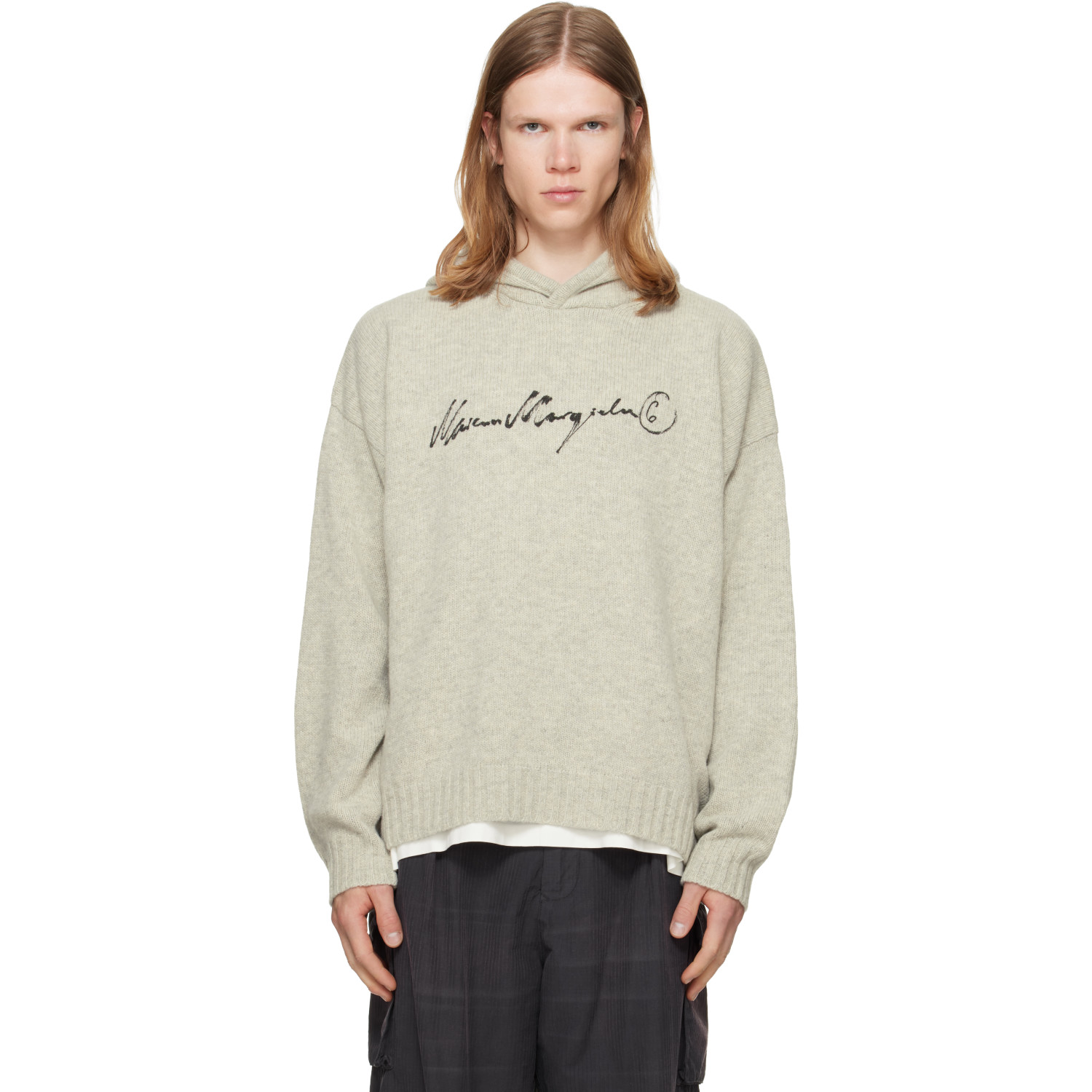 MM6 Maison Margiela Gray Knit Hoodie