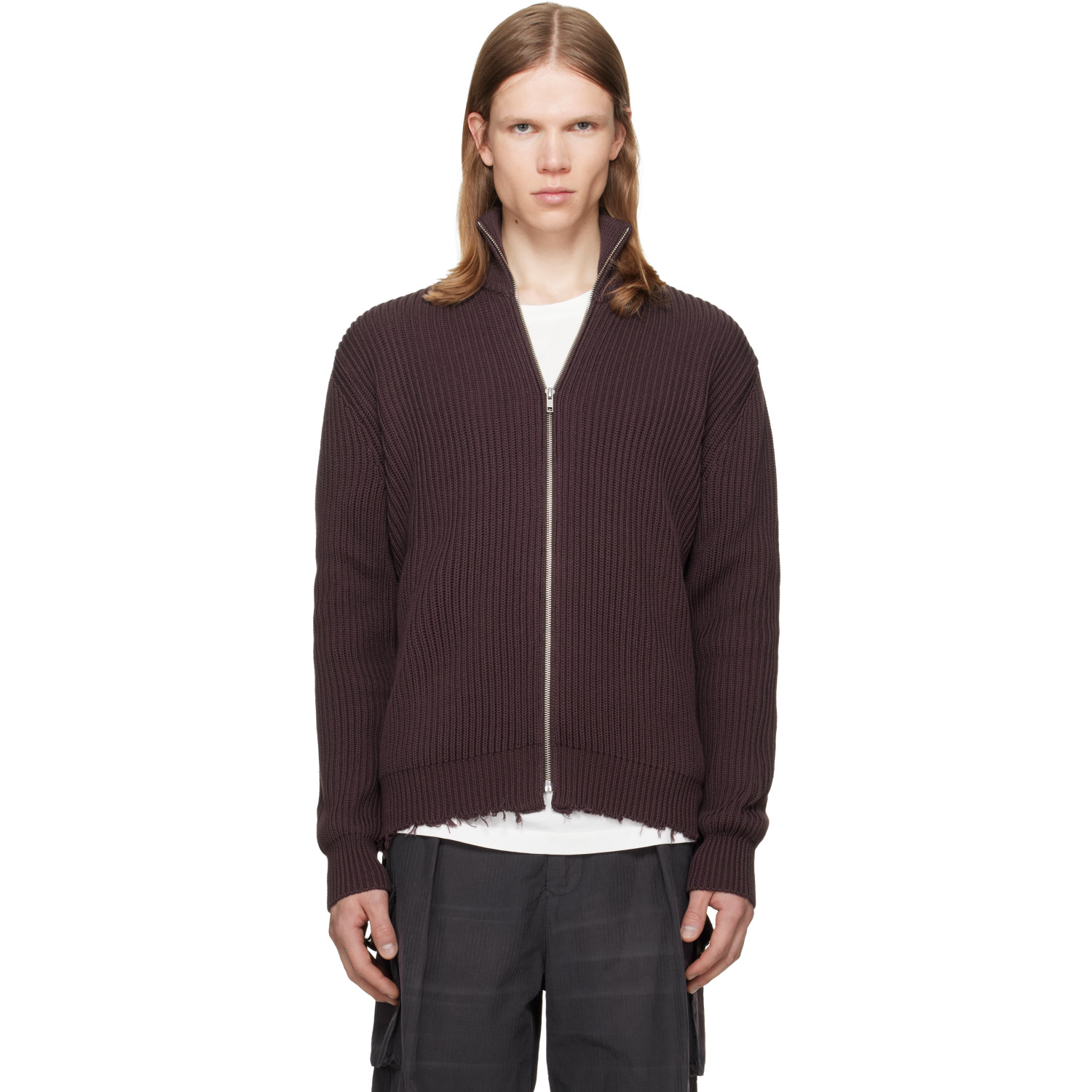 MM6 Maison Margiela Brown Ribbed Cotton Sweater
