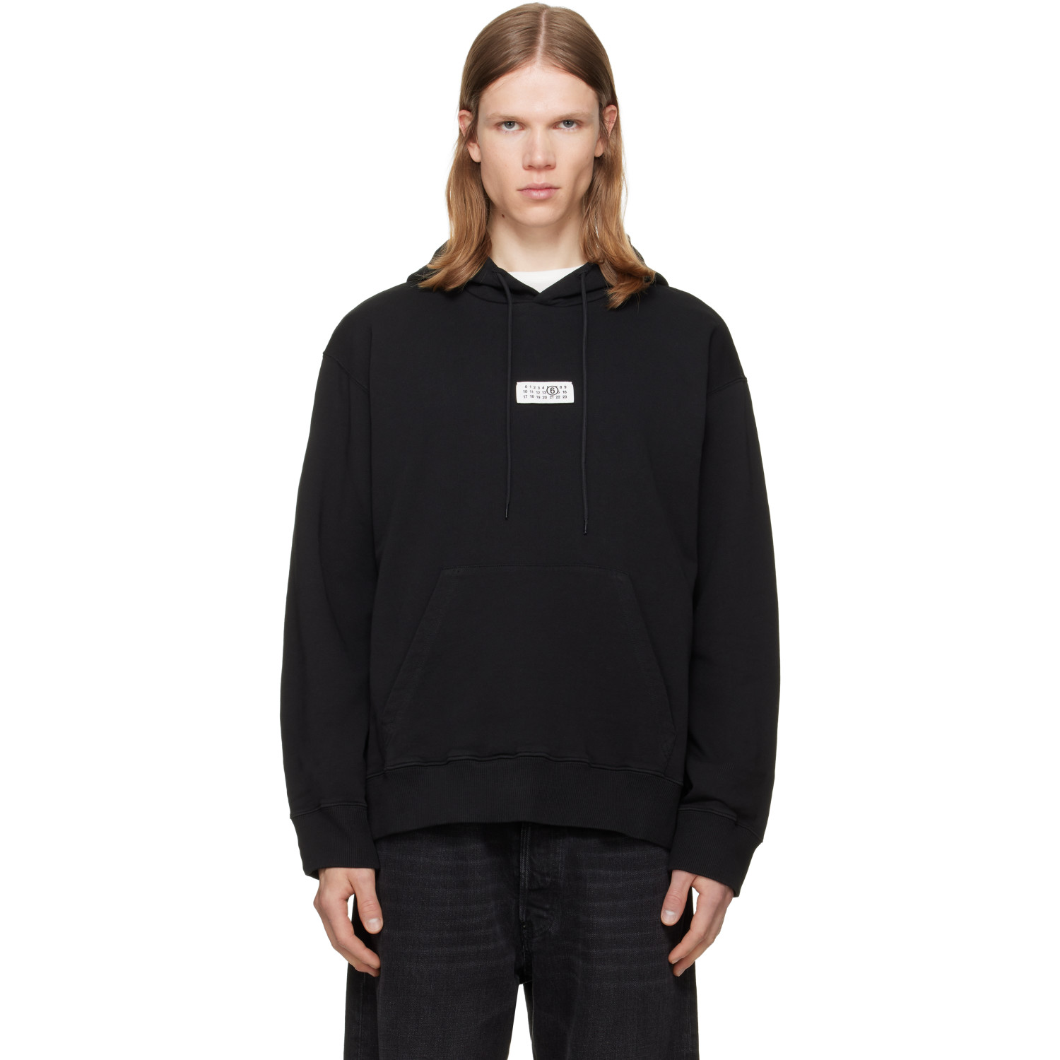 MM6 Maison Margiela Black Unbrushed Cotton Hoodie