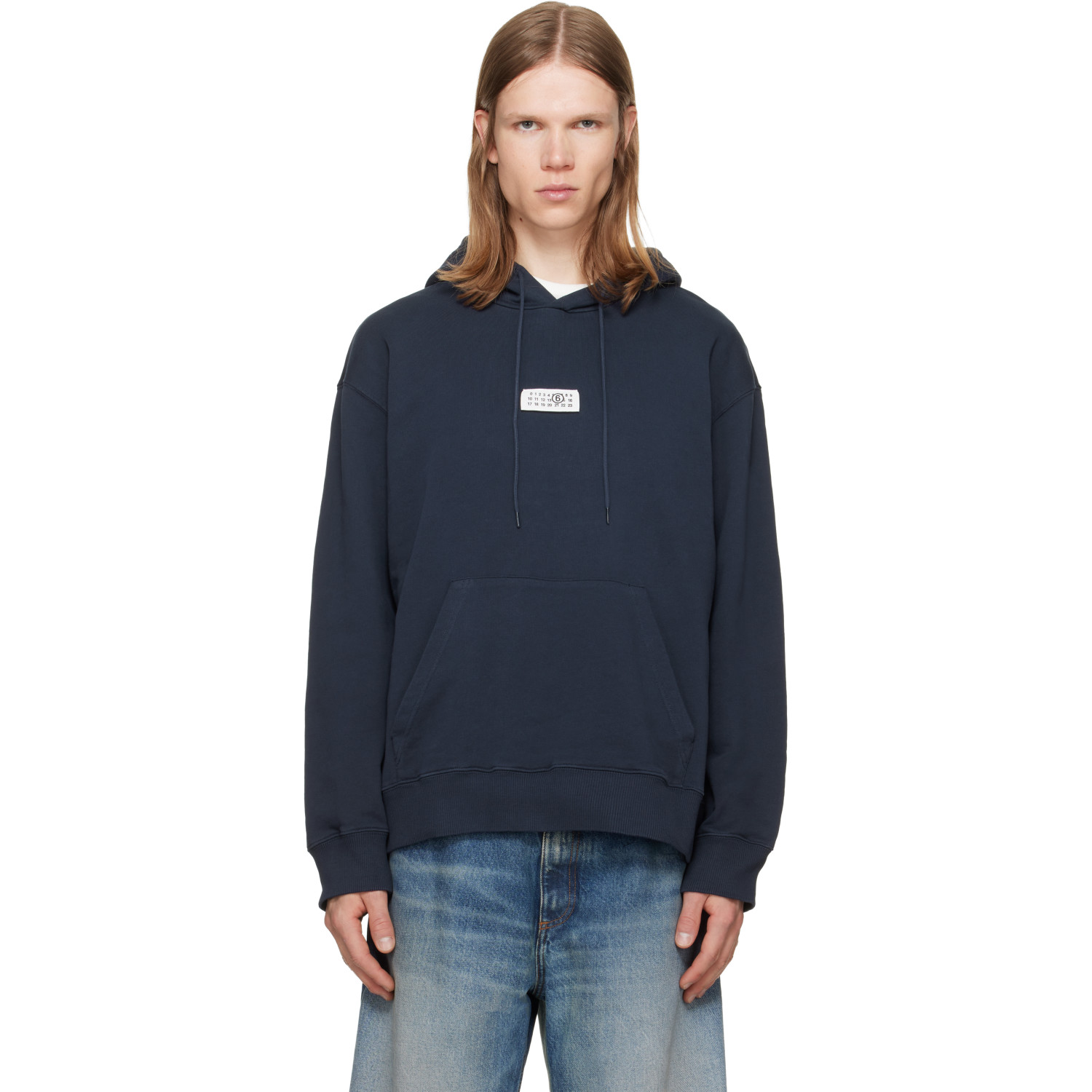 MM6 Maison Margiela Navy Unbrushed Cotton Hoodie