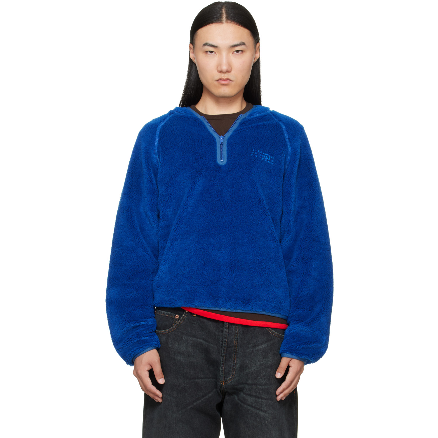 MM6 Maison Margiela Blue Teddy Fleece Sweatshirt