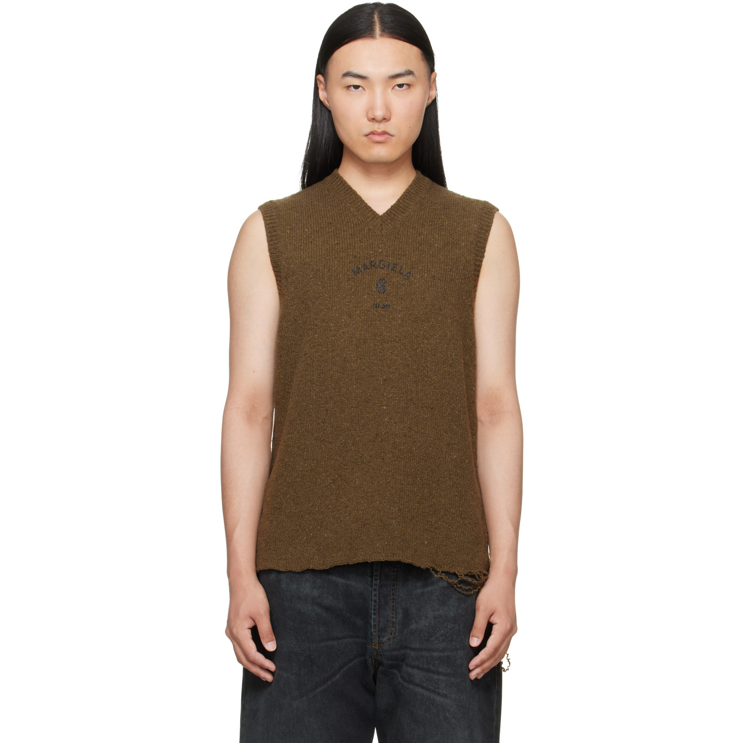 MM6 Maison Margiela Khaki Wool Sweater Vest