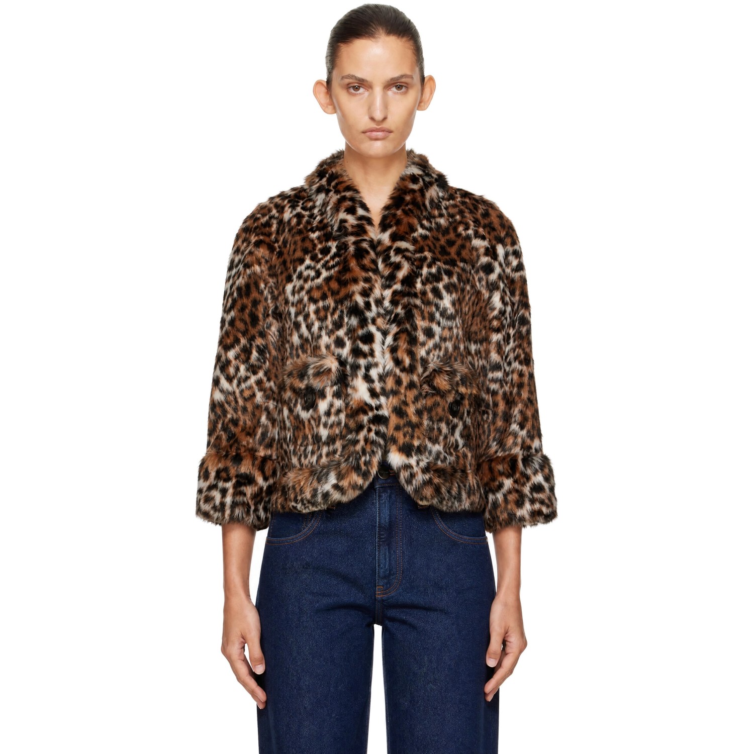 Marc Jacobs Beige Faux Fur Leopard Jacket