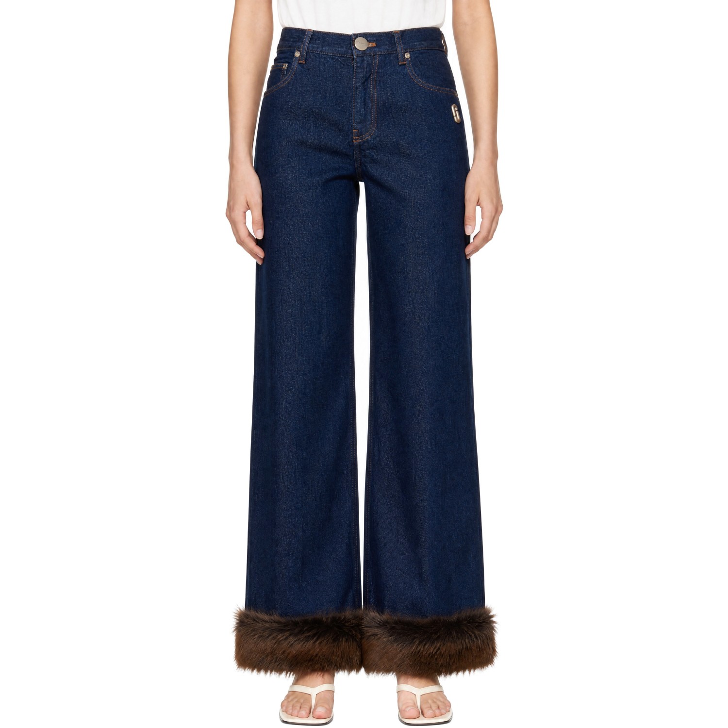 Marc Jacobs Blue Faux Fur Cropped Jeans