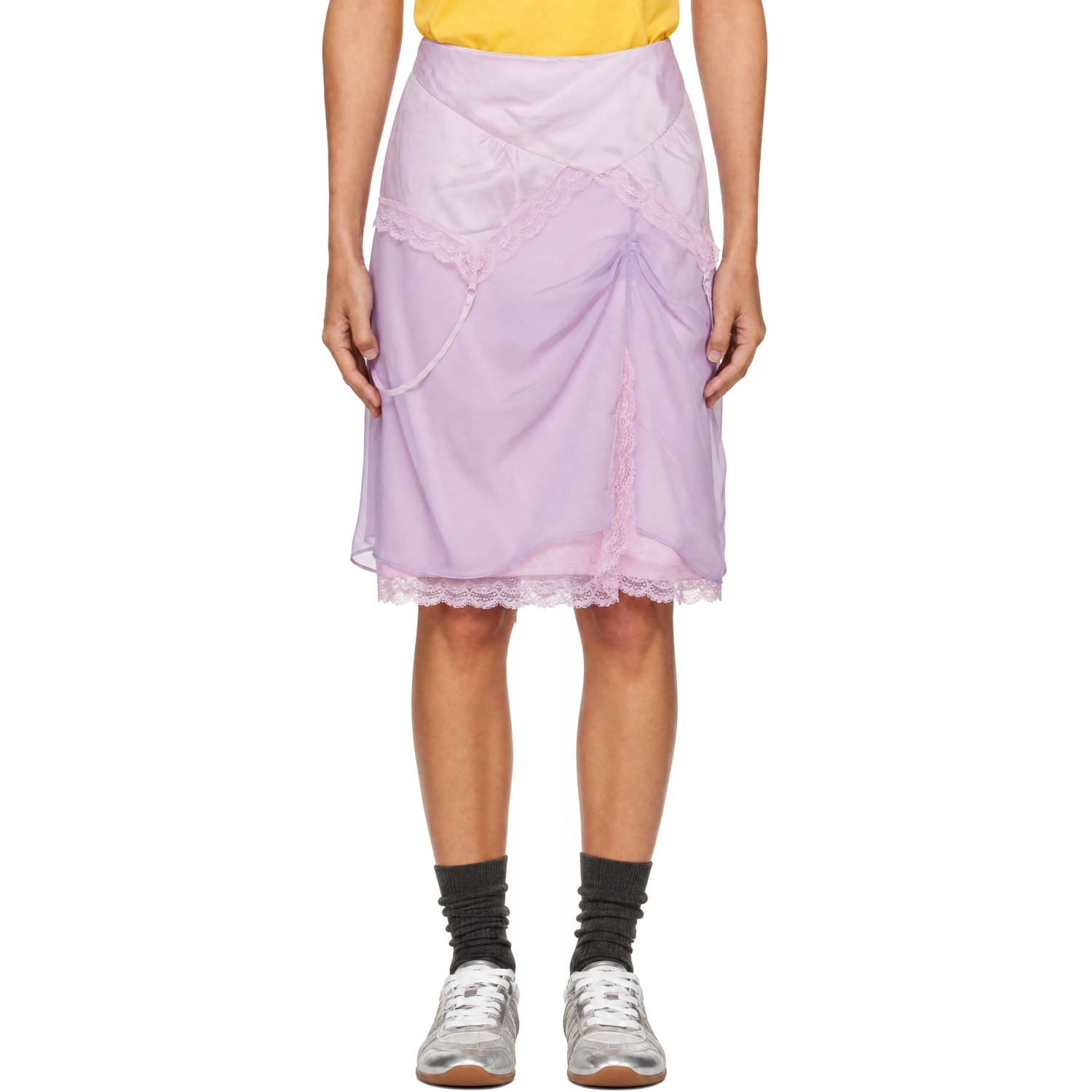 Marc Jacobs PInk Layered Satin Slip Midi Skirt