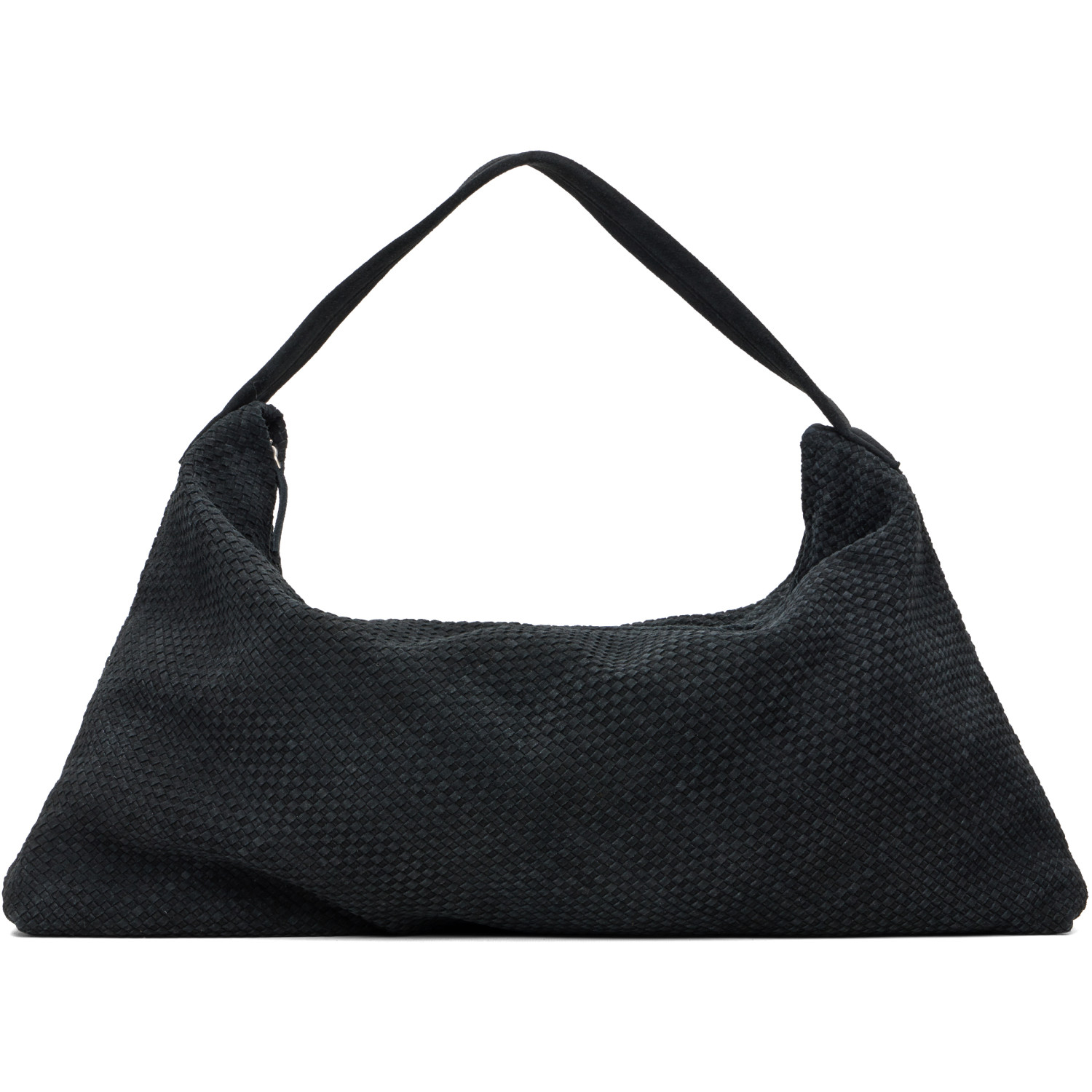 St. Agni Black Suede Woven Shoulder Bag