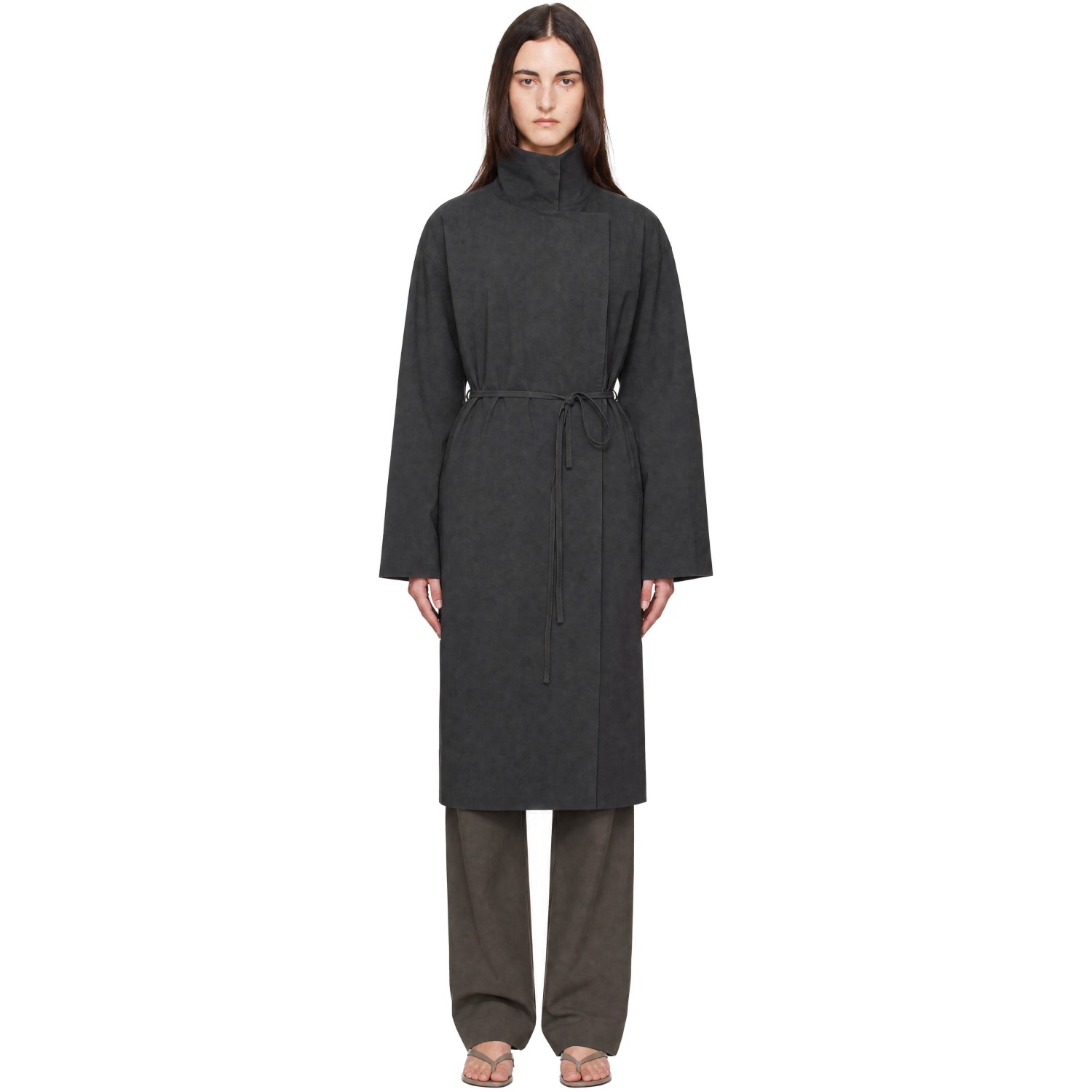 St. Agni Gray Technical Cotton Cocoon Coat