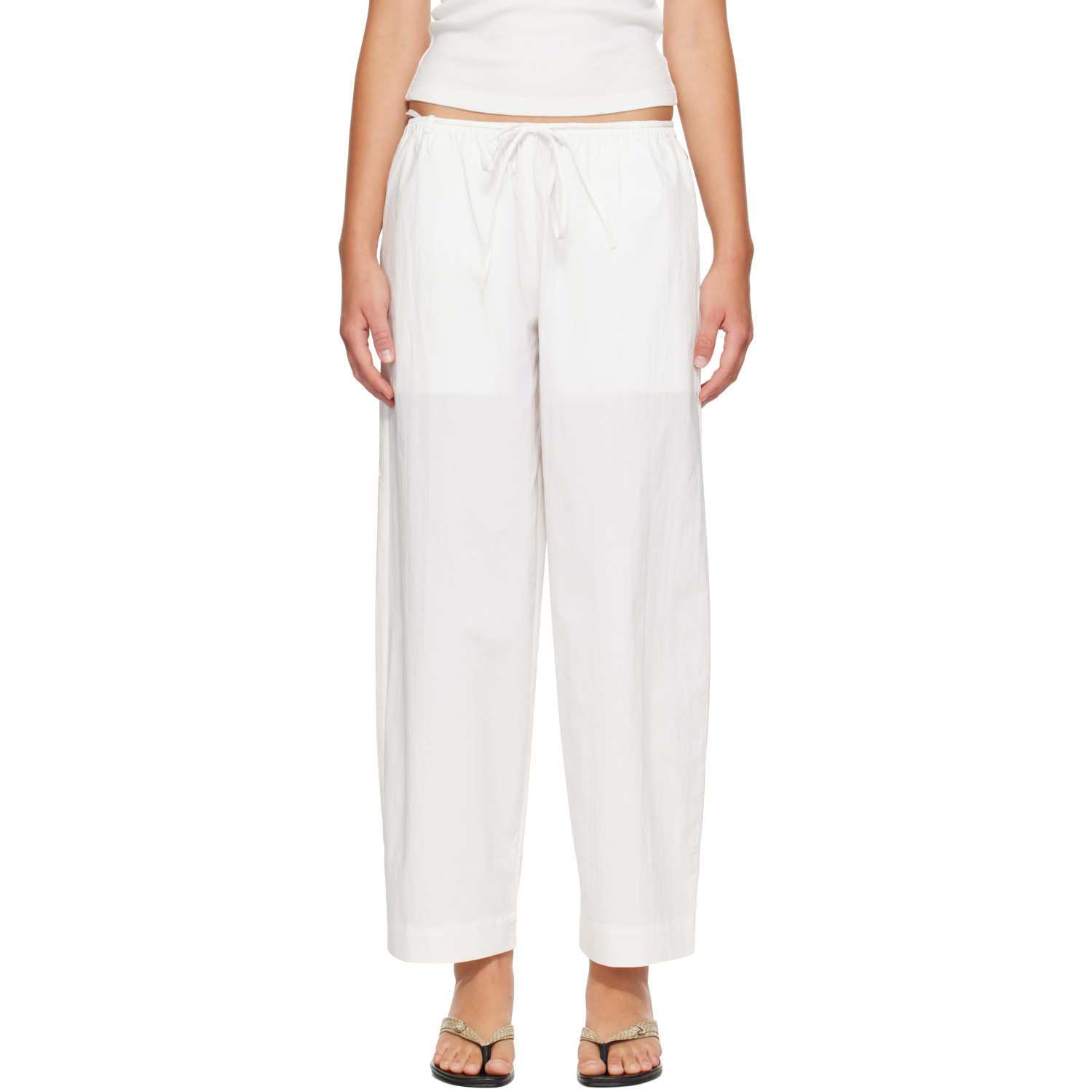 St. Agni White Fine Rouleau Crop Trousers