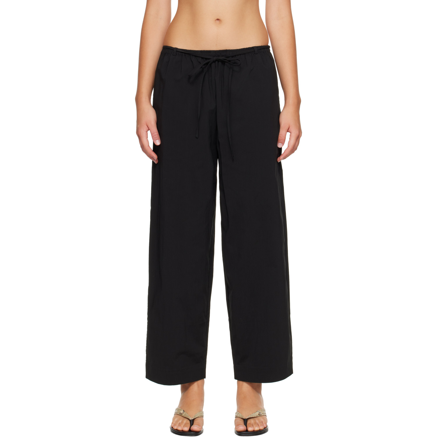 St. Agni Black Fine Rouleau Crop Trousers
